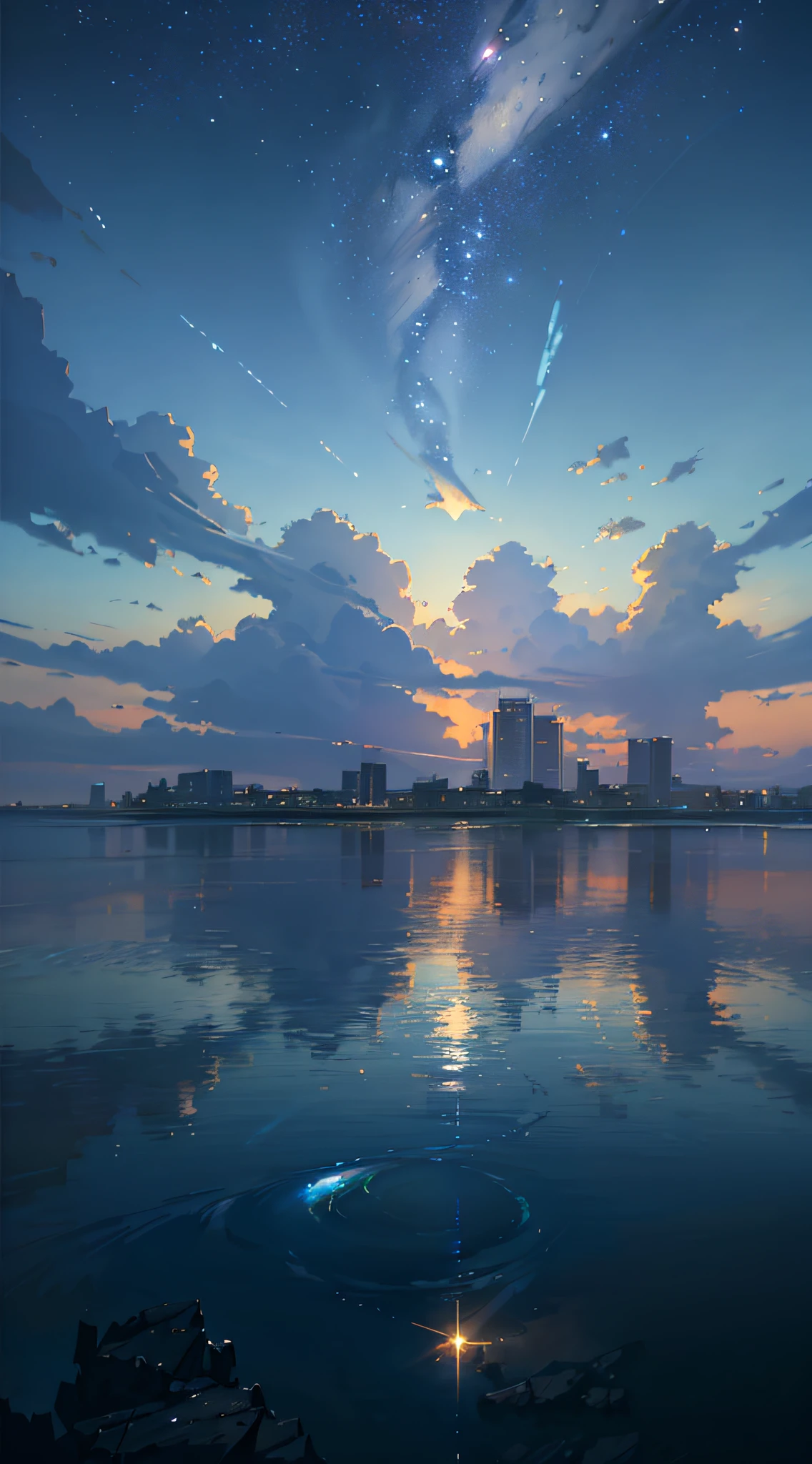 Summer, Makoto Shinkai's concept art, tumblr, magic realism, beautiful anime scenes, beautiful skies. by makoto shinkai, ((makoto shinkai)), anime background art, anime backgrounds, Makoto Shinkai's style, anime movie backgrounds, galaxy express, ((no humans))