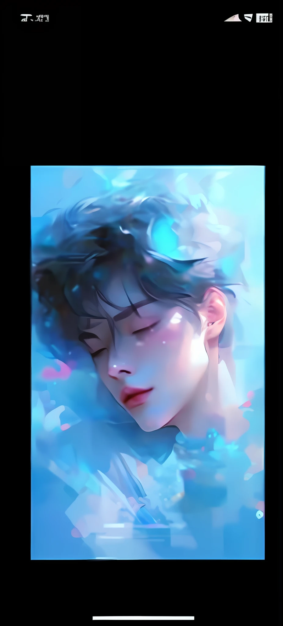 a close up of a person laying down on a bed with a blue background, inspired by Yanjun Cheng, cai xukun, guweiz, artwork in the style of guweiz, yanjun chengt, by Yanjun Cheng, guweiz masterpiece, inspired by Bian Shoumin, inspired by Yeong-Hao Han, by Yang J