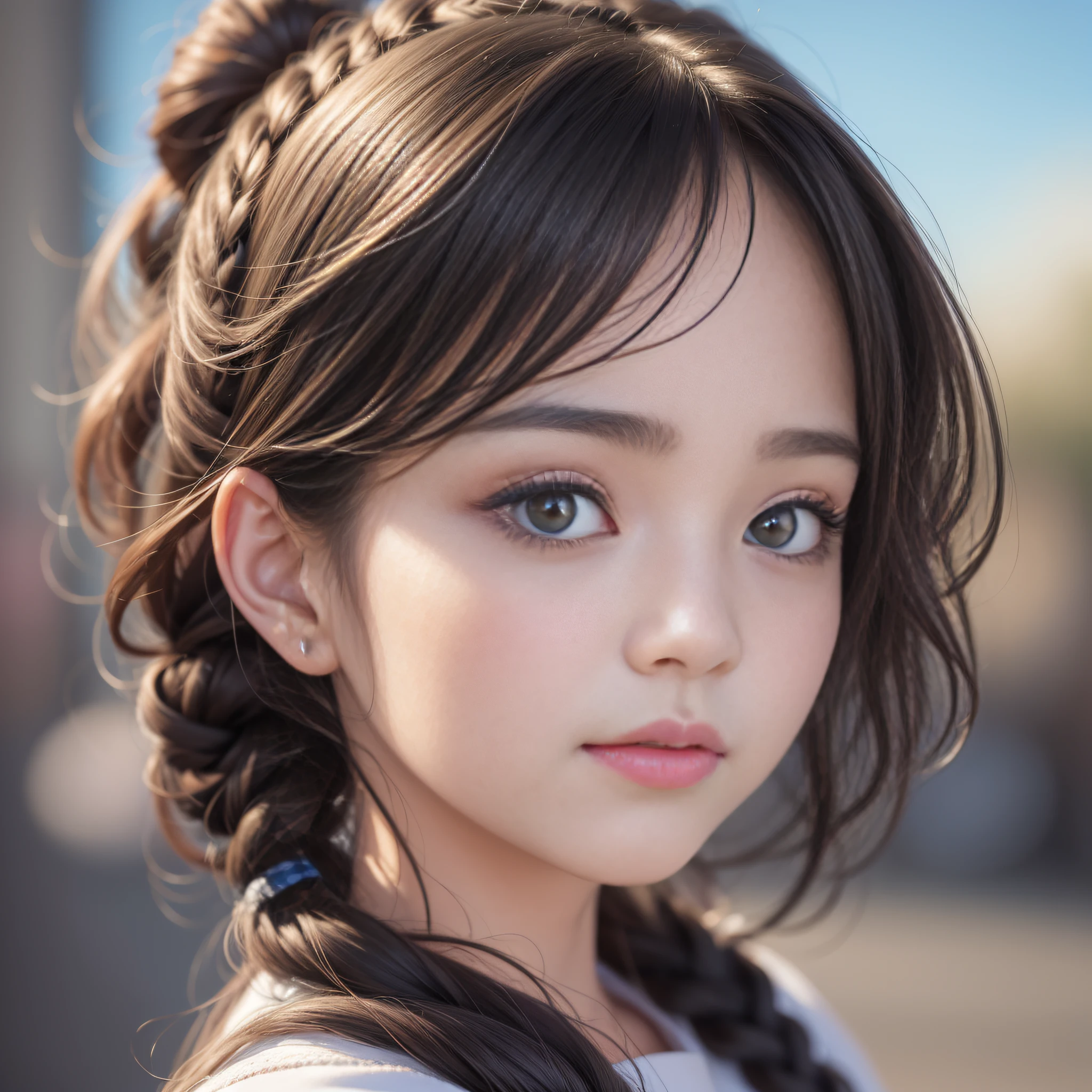 HD, 4K, 8K, Professional Photography, Regular Perspective, Sports View, Professional Studio Light Effects, Mild Sunshine, Sweet Style, ((((Colorful Character Pictures)))), Clean and Neat Picture, Crystal Clear Picture Sense, (((beautiful)))), close-up of a woman with short hair, faint smile, (Colorful hair: 60), Chinese girl:, (((Black Pupil)))), black pupils, Kawaii realistic portrait, upper body, Upper body portrait, waist above photo, (front face photo: 20), colorful braids, realistic hair, colorful headband, beautiful realistic style, pure white background, white short sleeves, simple pattern on clothes, realistic realistic art style, beautiful realistic portrait, realistic art style, [stunning real face portrait, colorful]", vibrant fantasy style, cute art style, vibrant realistic color, realistic style, beautiful girl, character as core, digital art , realistic style, live-action CG, looking at the audience.