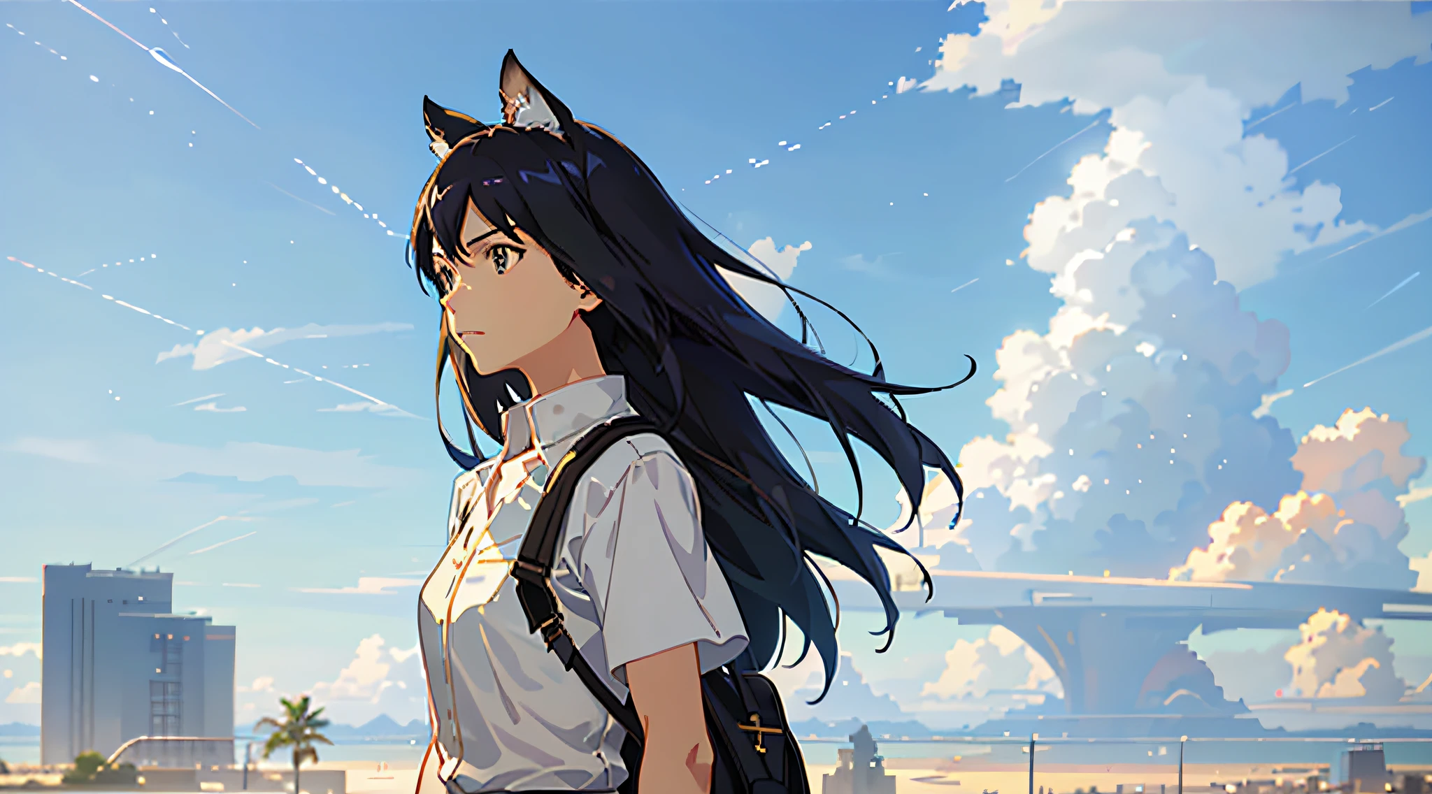 Summer, Makoto Shinkai's concept art, tumblr, magic realism, beautiful anime scenes, beautiful skies. by makoto shinkai, ( ( makoto shinkai ) ), anime background art, anime backgrounds, Makoto Shinkai's style, anime movie backgrounds, galaxy express, no people, landscape, Sony FE GM, f/2.8, cinematic lighting, UHD, super detail, best quality, highres,((((no humans))))