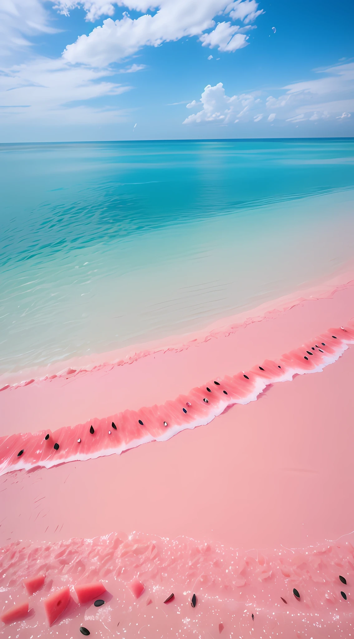 Pink beach, (beach inlaid with watermelon seeds: 2.5), --v6
