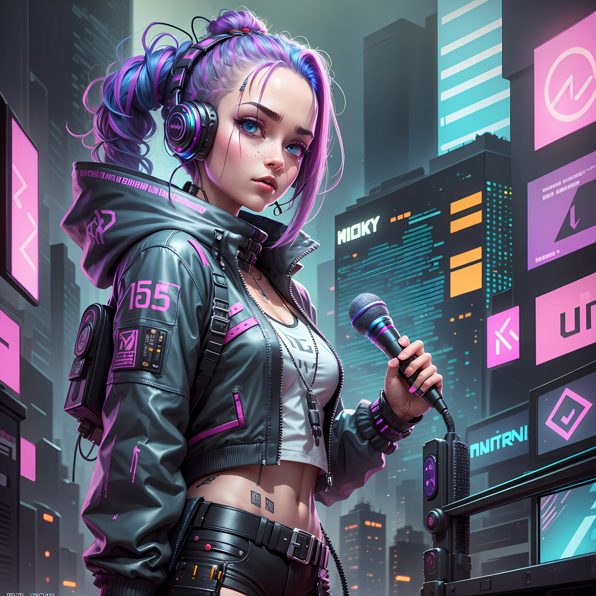 microphone complete cyberpunk, details intrincate, 16 k --auto --s2