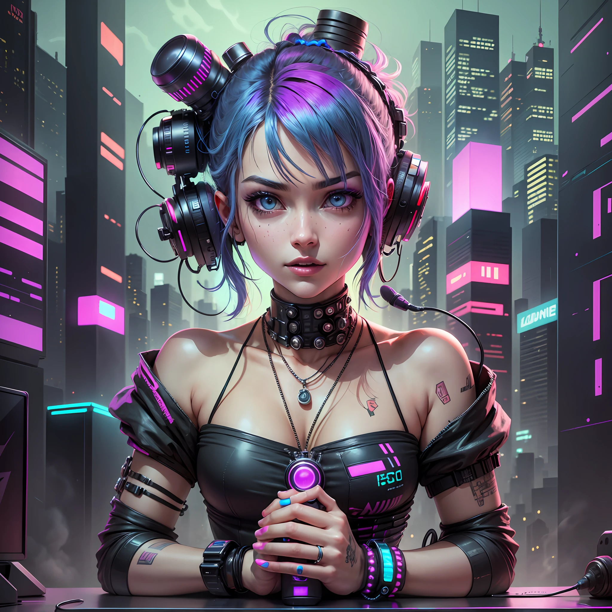 microphone complete cyberpunk, details intrincate, 16 k --auto --s2