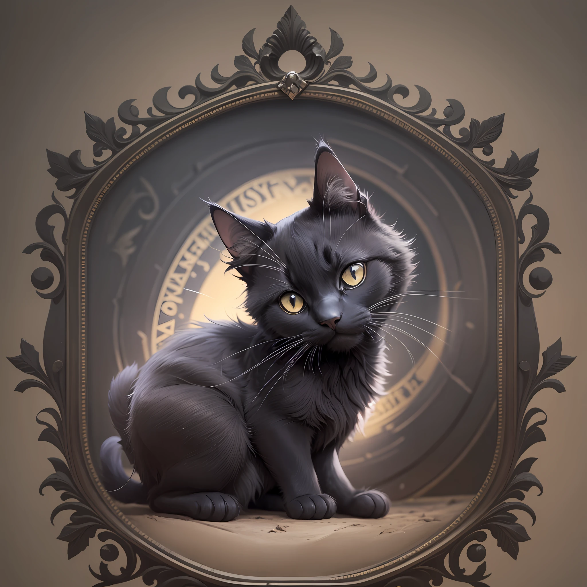 a frame of a coat of arms of a black cat --auto --s2