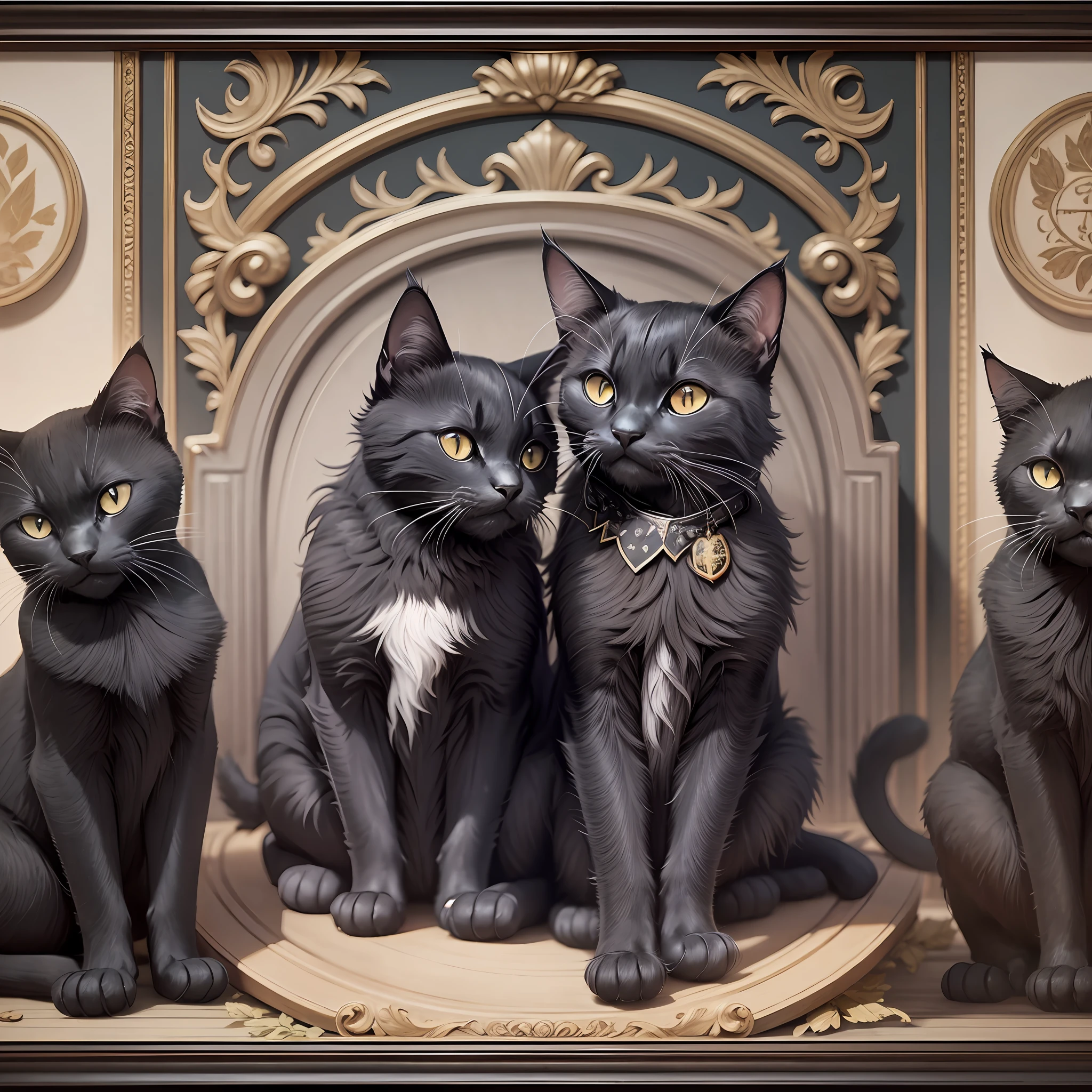 a frame of a coat of arms of a black cat --auto --s2