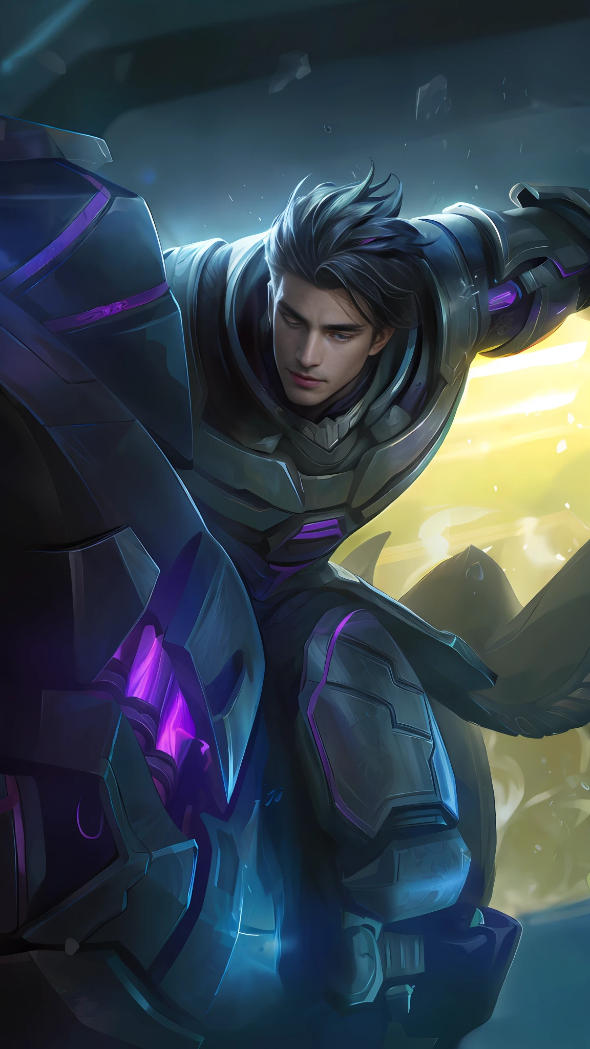 (Absurdres, Intricate Details, Masterpiece, Best Quality, High Resolution, 8k), 1 male, thin, young, aged up, masked, finely detailed eyes and face, auburn low-fade hair, amber eyes, portrait, looking at viewer, solo, half shot, detailed background, (light fantasy theme:1.1), focusing, mercenary, sunshine, floating scraps, color plate armor, divine aura, bright realistic lighting, marble castle, intense atmosphere, circlet, coat of arms, brazier, , Depth of Field, VFX. wear an eyepatch, open eyes