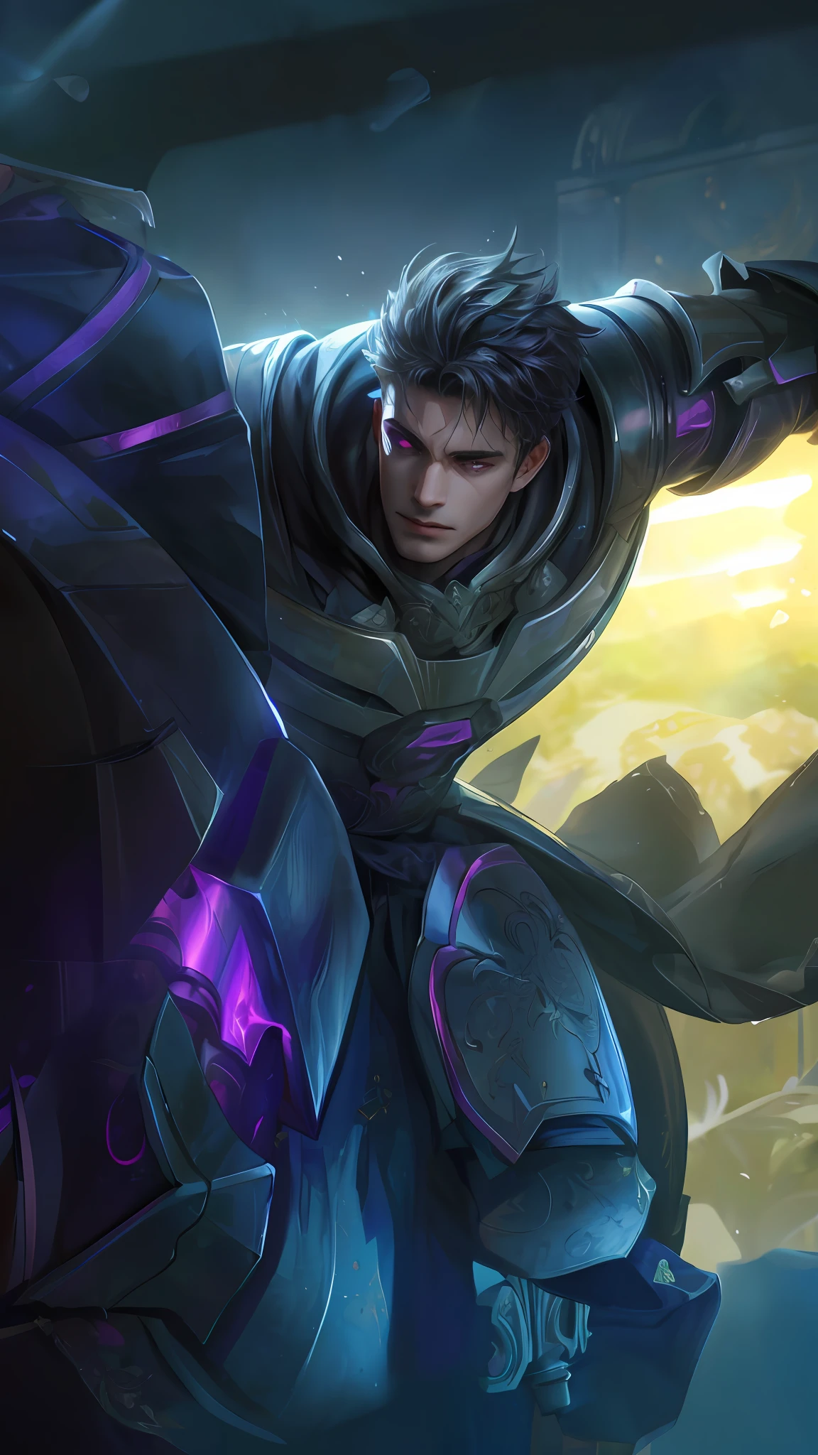 (Absurdres, Intricate Details, Masterpiece, Best Quality, High Resolution, 8k), 1 male, thin, young, aged up, masked, finely detailed eyes and face, auburn low-fade hair, amber eyes, portrait, looking at viewer, solo, half shot, detailed background, (light fantasy theme:1.1), focusing, mercenary, sunshine, floating scraps, color plate armor, divine aura, bright realistic lighting, marble castle, intense atmosphere, circlet, coat of arms, brazier, , Depth of Field, VFX. wear an eyepatch, open eyes