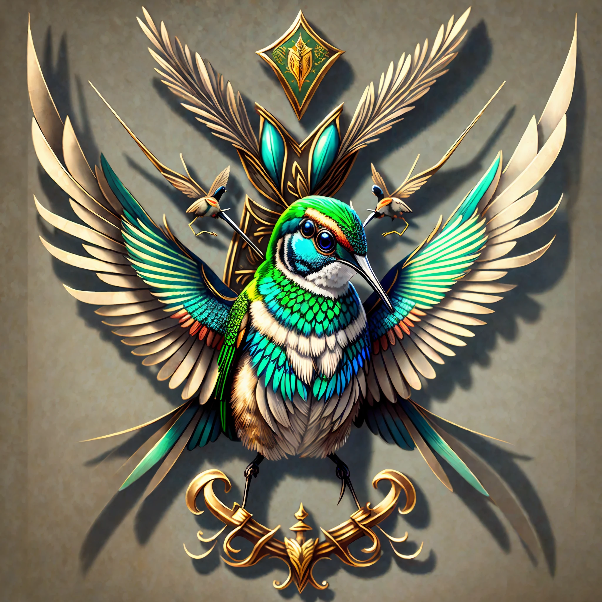 a frame of a sophisticated and elegant coat of arms of a hummingbird bird --auto --s2