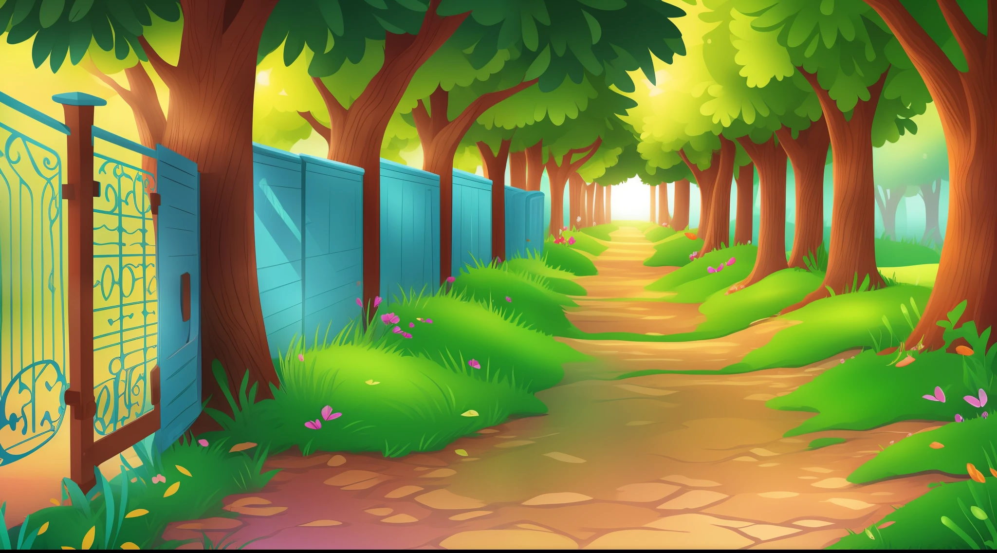 school background, with a side path