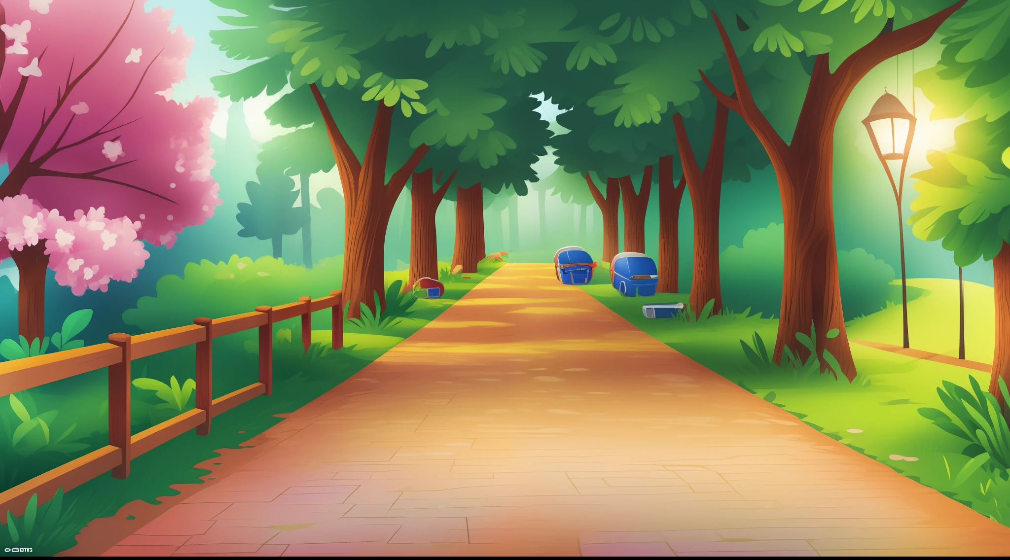 school background, with a side path