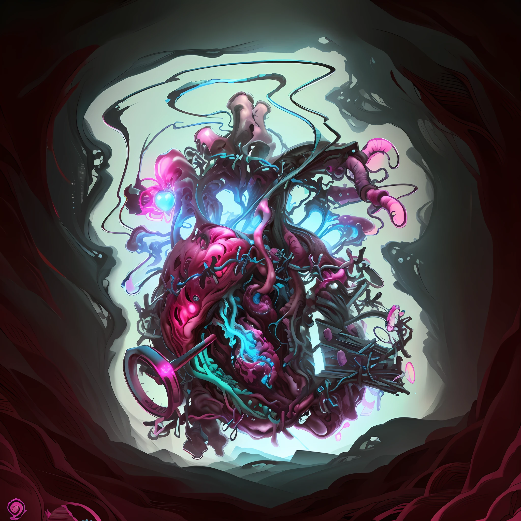 a sticker of a heart with a skeleton and a scythe, neon heart reactor, sticker illustration, fantasy sticker illustration, vivid colors anatomical, nychos art aesthetic, anatomical heart, real heart, connected to heart machines, hyperbeast design, hyperdetailed colourful, sticker - art, anatomically correct heart, heart kidney lungs, sticker design, sticker art, BioPunkAI
