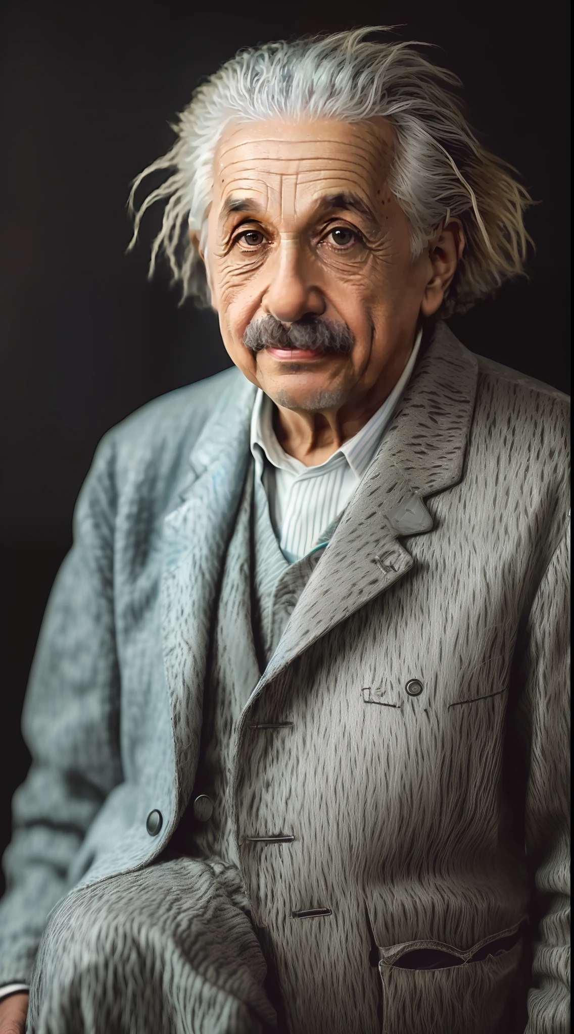 ((RAW, style, extremely detailed full-body color photo of albert einstein, background lab, ((film grain, skin details, highly detailed skin texture, 8k hdr, dslr))