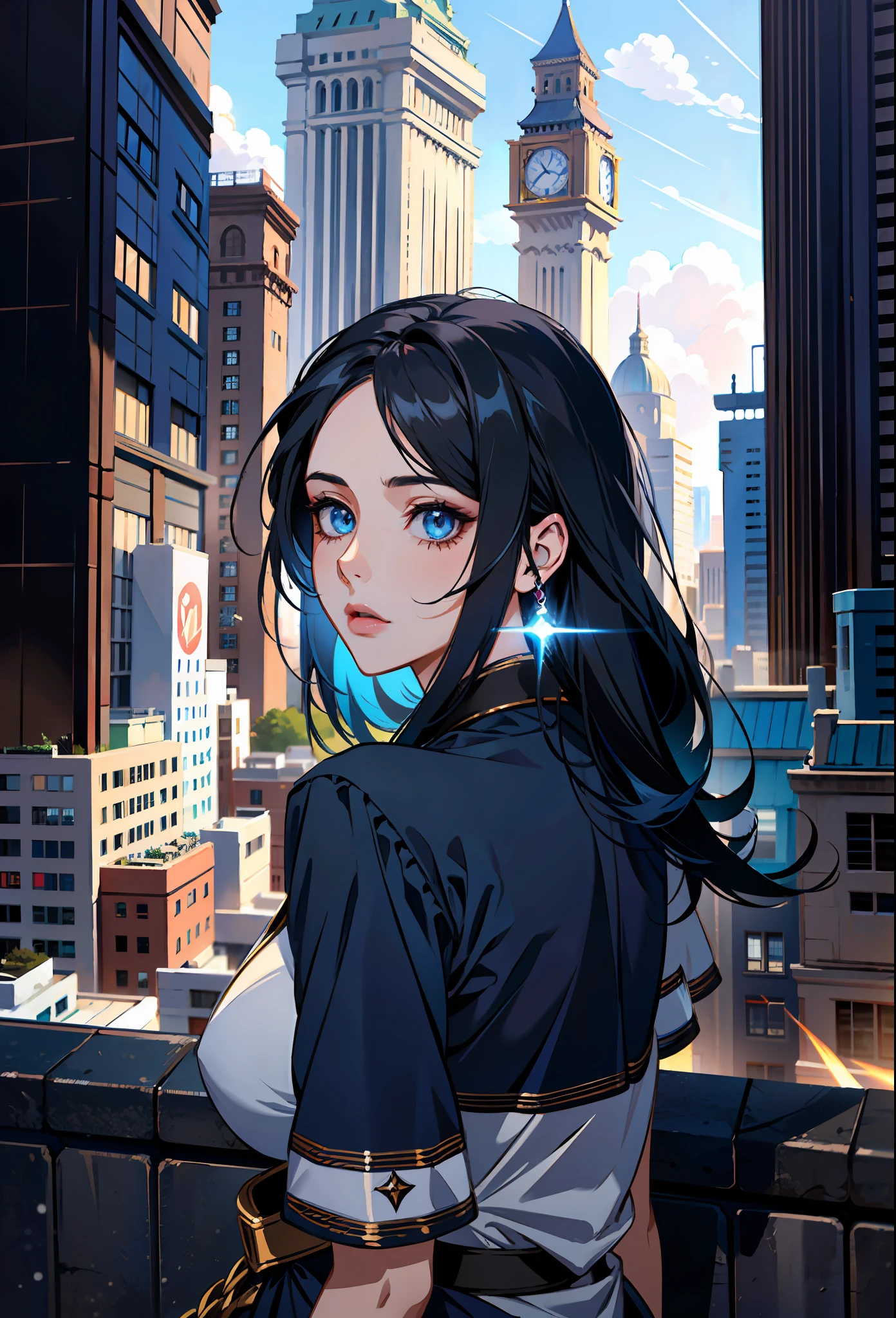 (masterpiece),(best quality:1.0), (ultra highres:1.0), detailed illustration, 8k, anime, 1girl, Irelia1, pretty face, detailed face, beautiful eyes, detailed eyes, blue eyes, black dark blue hair, long hair beautiful hair, highlights in hair, (league of legends), highly detailed