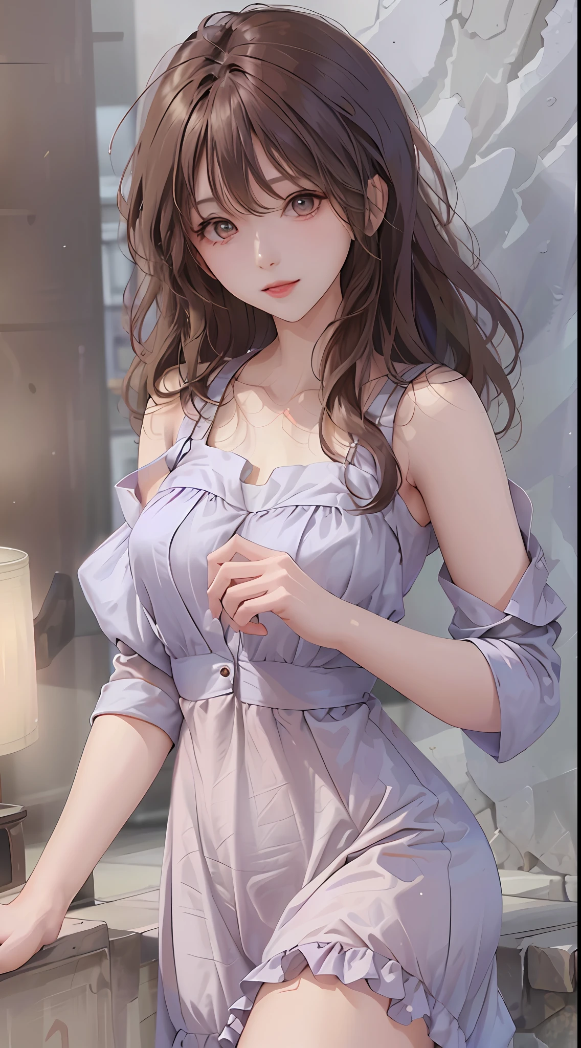 ((Best Quality, 8K, Masterpiece: 1.3)), 1girl, Slim Abs Beauty: 1.3, (Hairstyle Casual, ), Dress: 1.1, Super Fine Face, Delicate Eyes, Double Eyelids, Smile, Home
