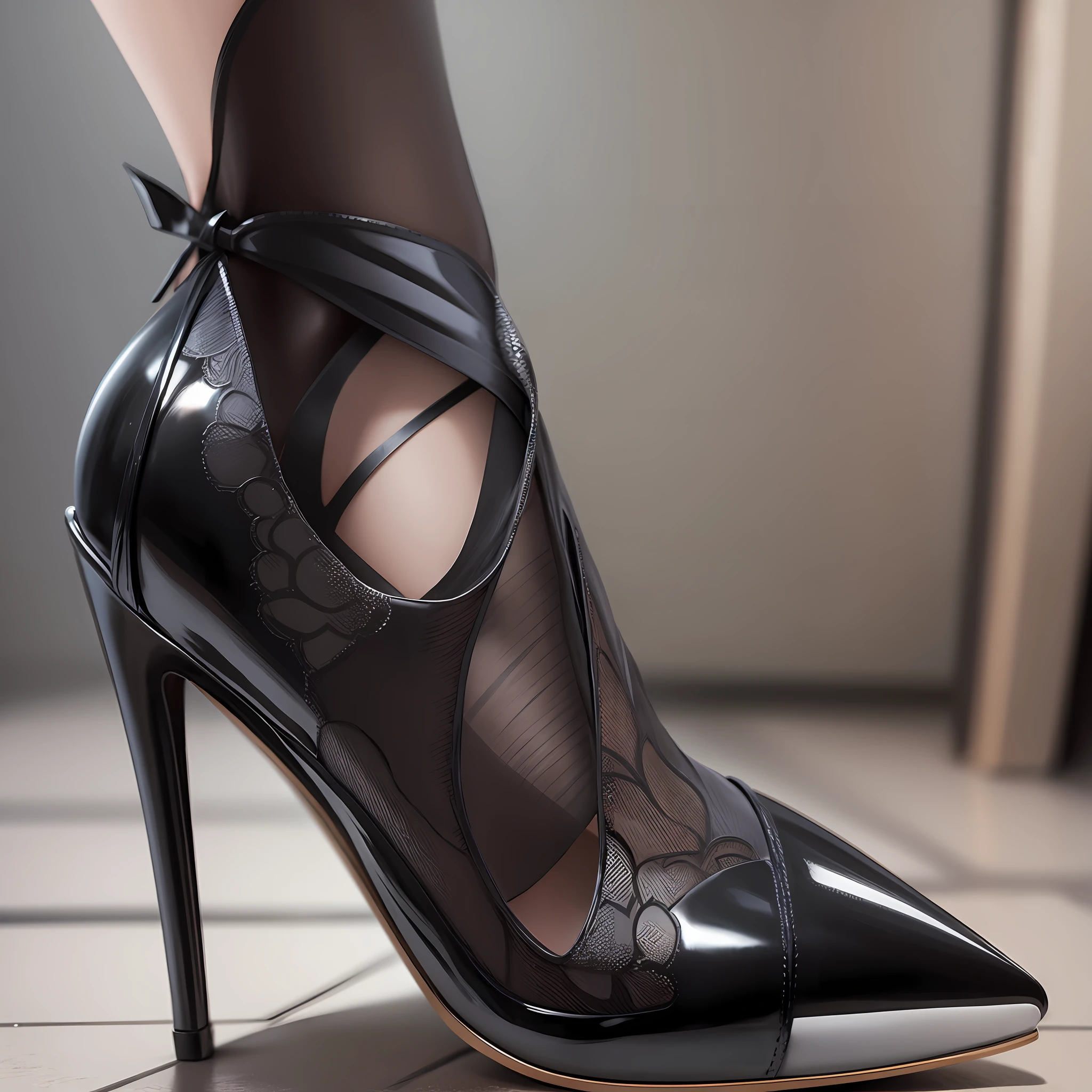 Beauty black silk stiletto heels --auto --s2