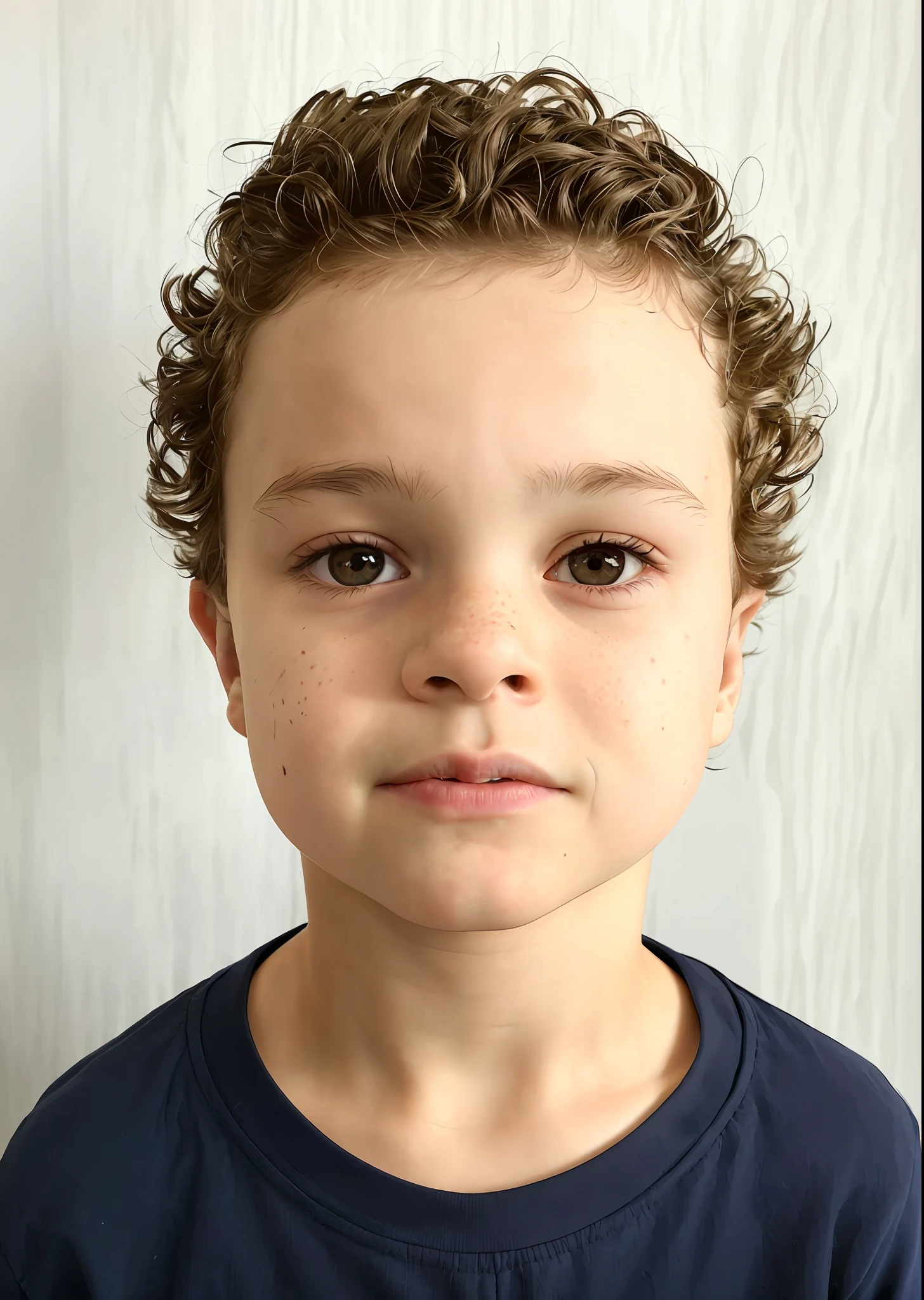 There is a boy with neutral face, curly middle part haircut, handsome young face, perfect face and boy, childish hybrid, with detailed facial features, full-face portrait, face, small child, symmetrical nostrils, cracked chin, small and sharp pupils, full face portrait, strong facial features in a marvel backdrop in a fight against Thanos and colorful comic book style