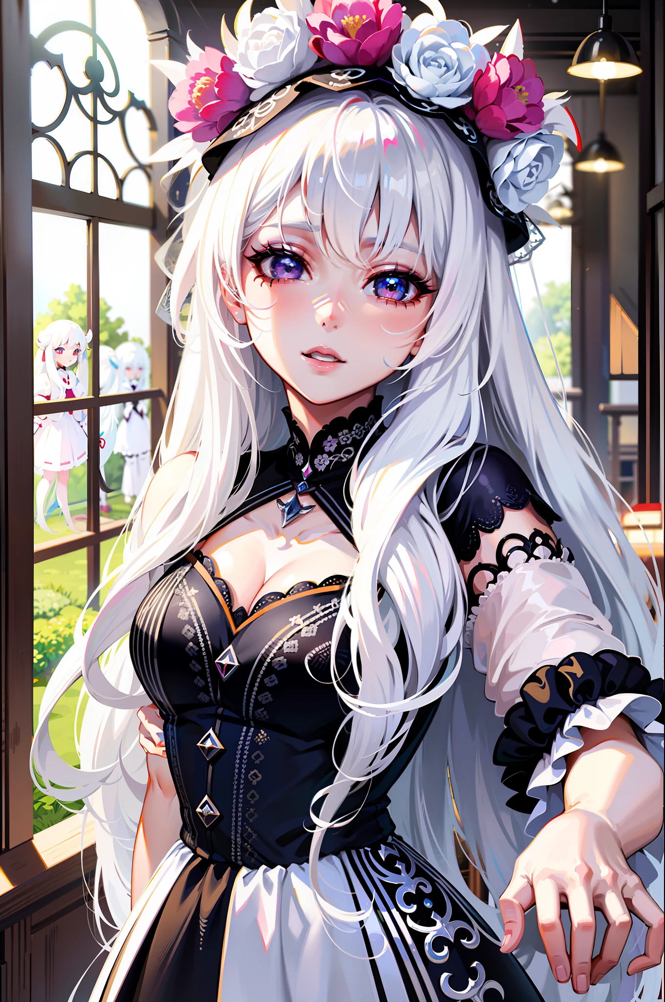 a close up of a doll with long white hair wearing a dress, perfect white haired girl, girl with white hair, anime barbie in white, with long white hair, anime barbie doll, detailed white long hair, artwork in the style of guweiz, with white long hair, beautiful anime girl, gothic maiden anime girl, 8k high quality detailed art