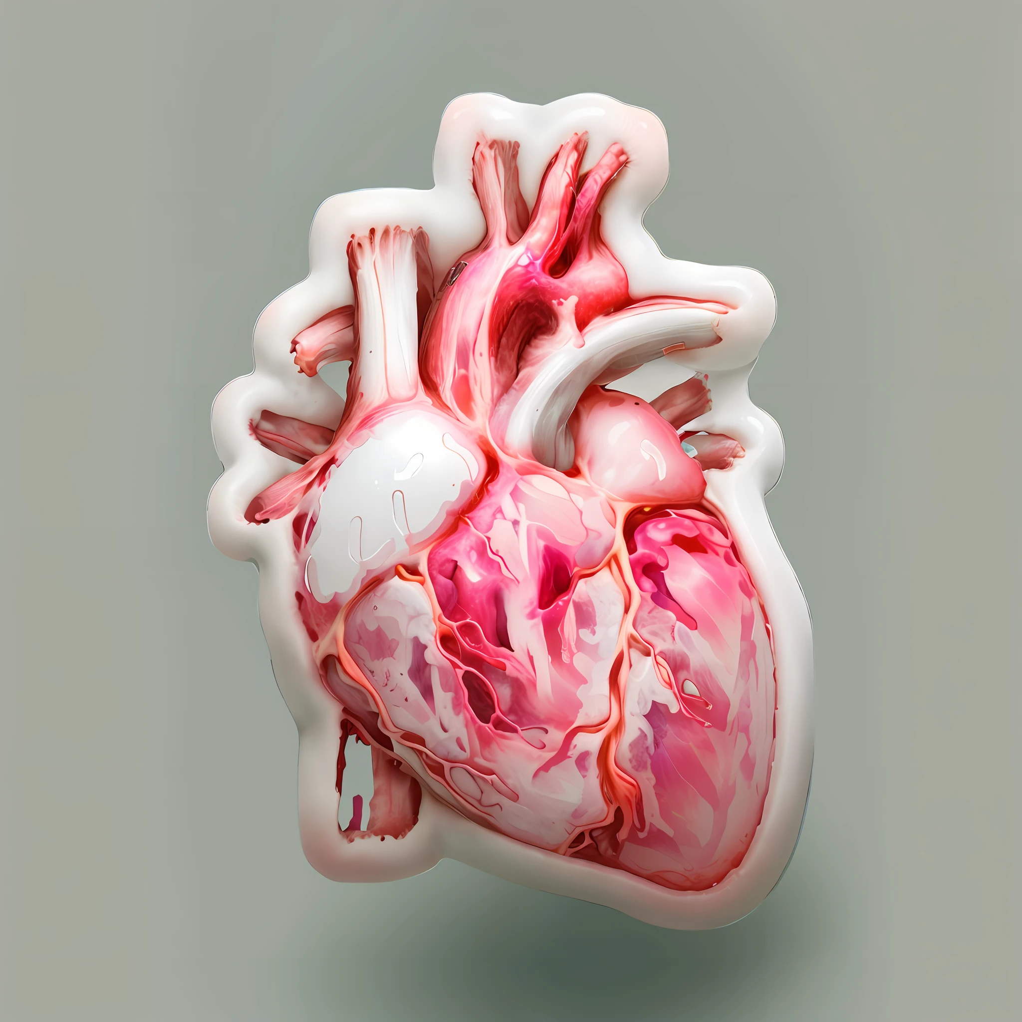 a sticker of a heart with a vein and a vein, real heart, human heart, anatomical heart, anatomically correct heart, real heart!, heart kidney lungs, my heart is human, cardiac anatomy, ventricles and aorta, heart, aorta, heart operation, by Whitney Sherman, vivid colors anatomical, anatomical, by Morgan Russell, BioPunkAI