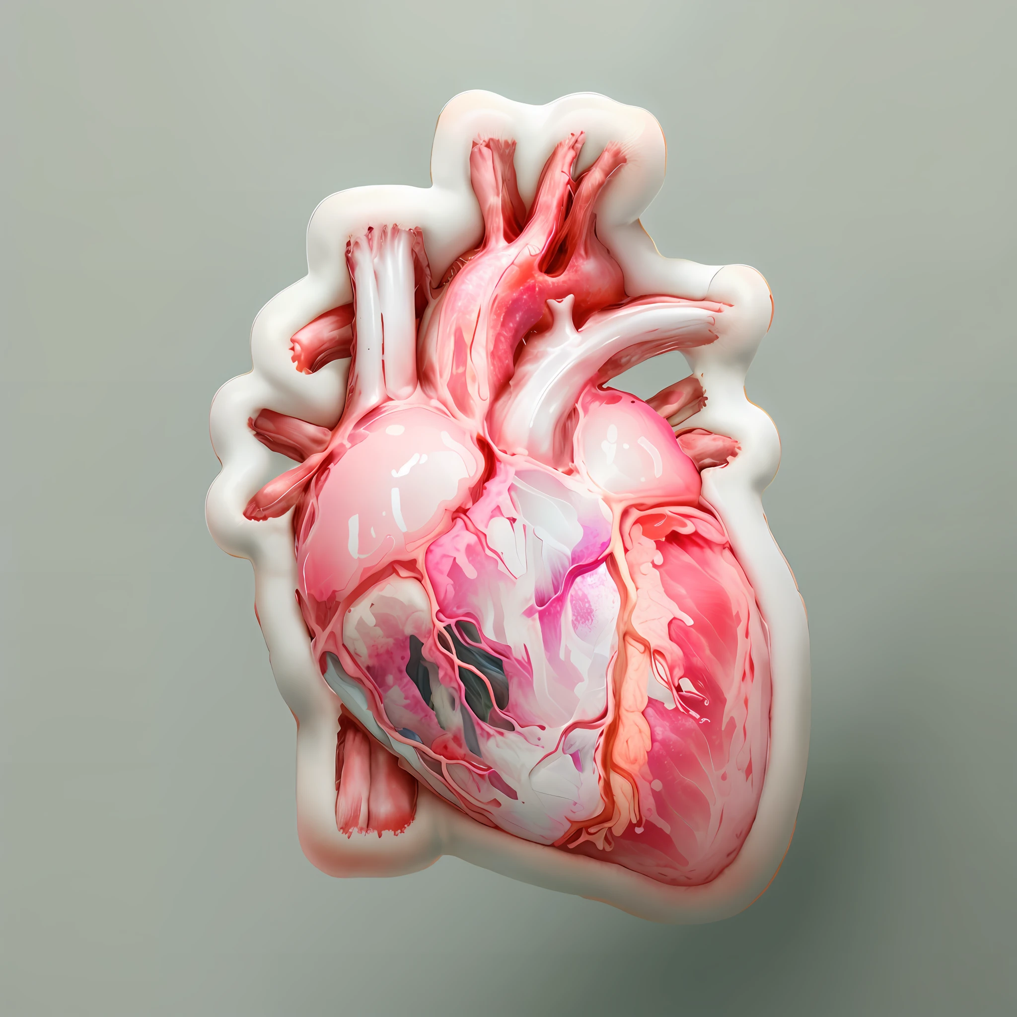 a sticker of a heart with a vein and a vein, real heart, human heart, anatomical heart, anatomically correct heart, real heart!, heart kidney lungs, my heart is human, cardiac anatomy, ventricles and aorta, heart, aorta, heart operation, by Whitney Sherman, vivid colors anatomical, anatomical, by Morgan Russell, BioPunkAI