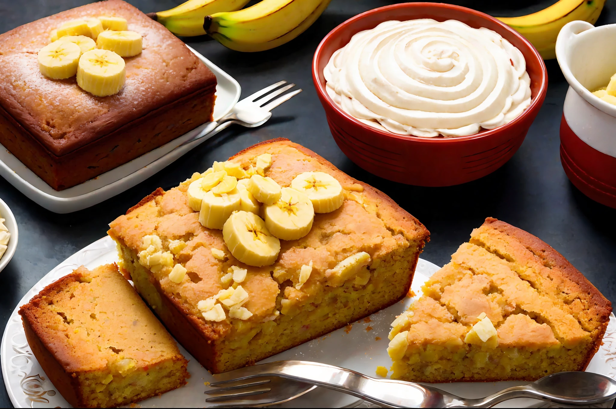 Mexican confectioners preparing banana cake recipes