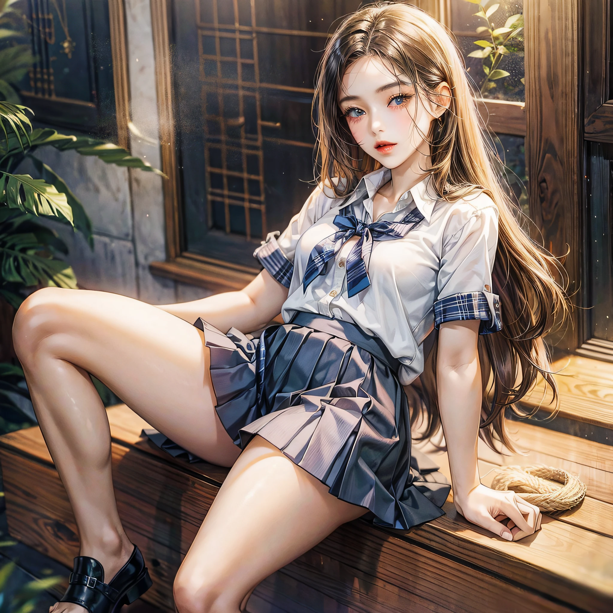Sexy anime girl in short school skirt --auto --s2