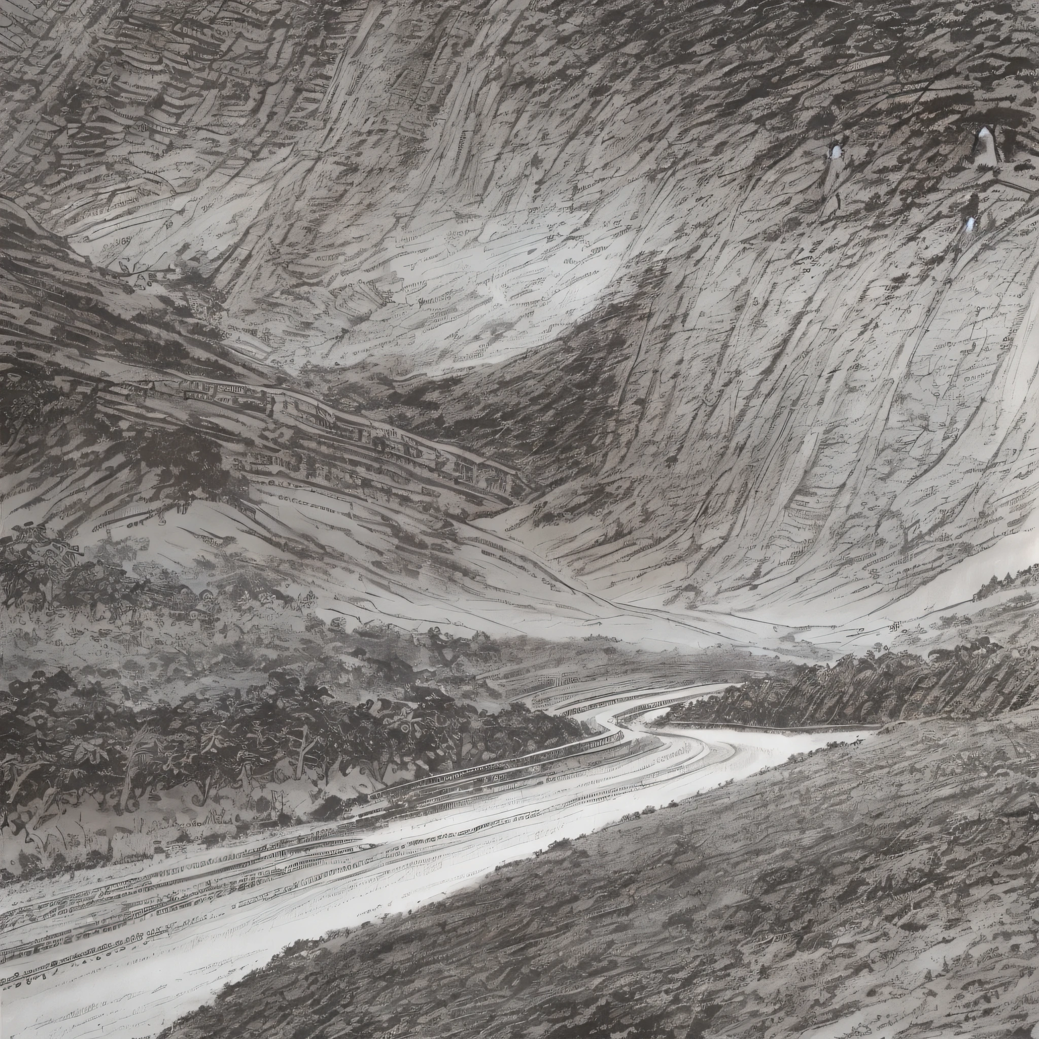 Black and white sketch landscape painting --auto --s2