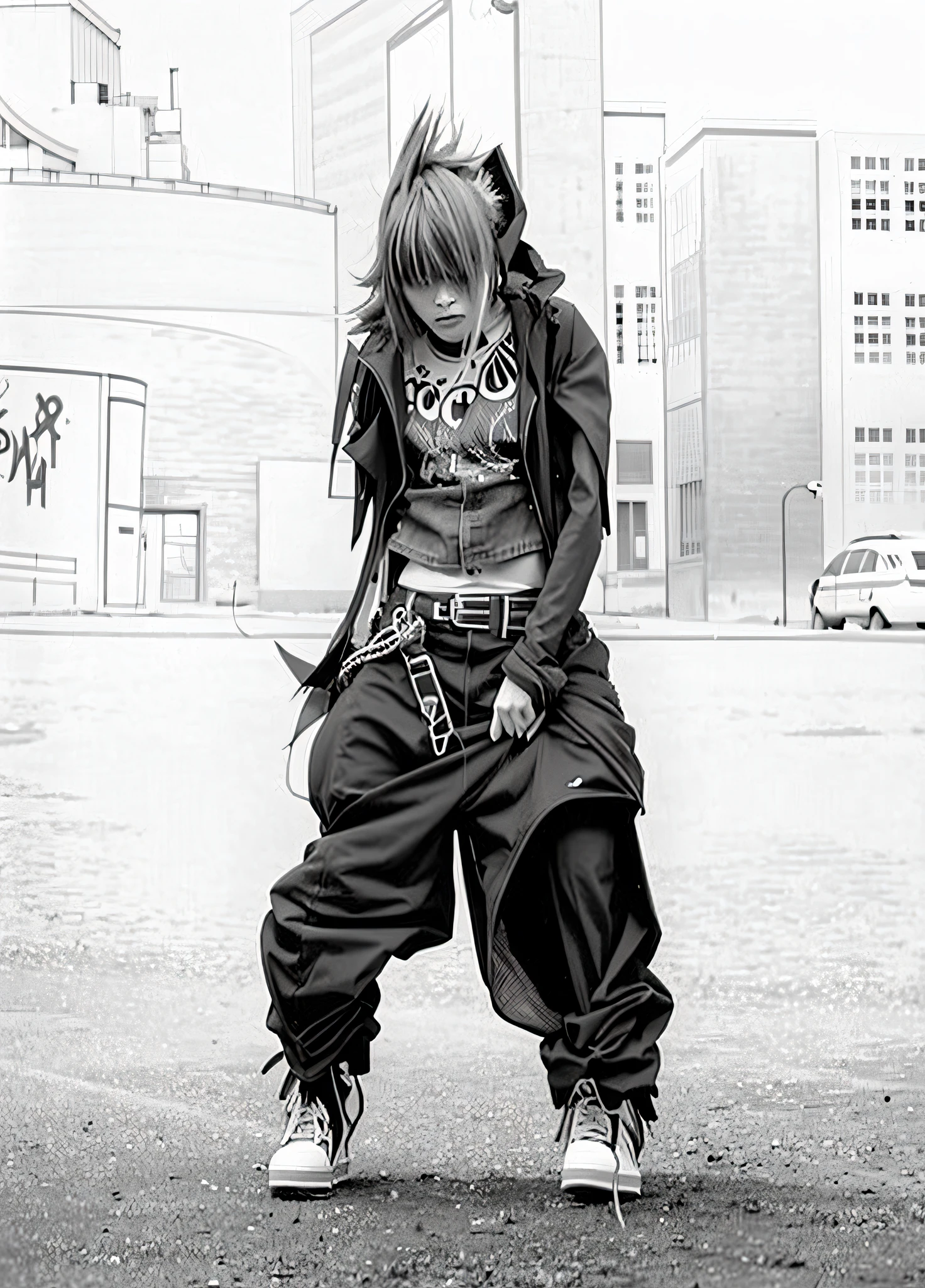 Concert the face(lift it), more feminine face, manga, Arrange anatomy, 9 0 s hip - hop fashion, minyest midriff ever, hip hop style, 90s style, urban hiphop inspired, "zendaya, wearing a baggy