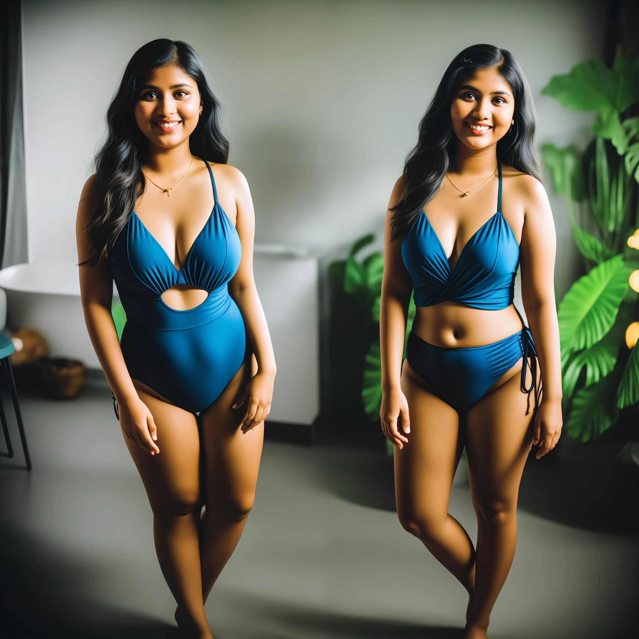 Indian mallu woman,((bikini)), curvy, tall, hourglass figure, big ass, seductive, detailed cute face, full lips, smiling, studio lighting, hyper realistic,8k uhd, digital SLR camera, soft light, high quality, film grain,high detail,UHD, masterpiece, accurate, anatomically correct, super detail, high quality, 16k, highres, award winning, ((full body shot)),soft light rays, realistic skin texture, extreme skin details, insane details, intricate details, amazing fine detail, photorealistic, photograph, realistic, realism, photorealism, film grains, lifelike texture, dynamic composition, contrast lighting, sharp focus, raw photo, photon metering, analog photo style