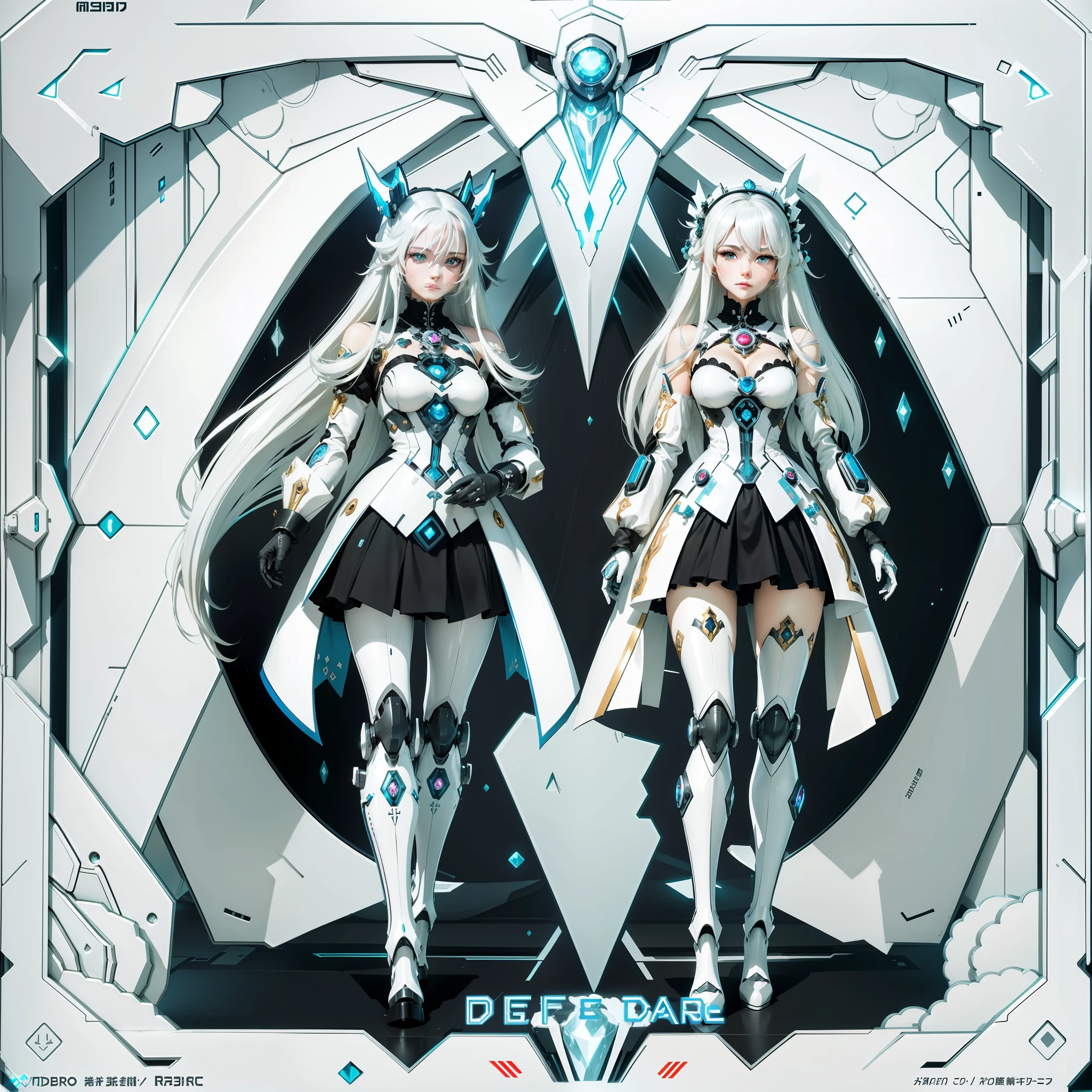 Maid robot, perfect proportions! The goddess is coming, anime diva-level female! Long white hair, noble temperament, type female representative! D-A-L style, full of charm!