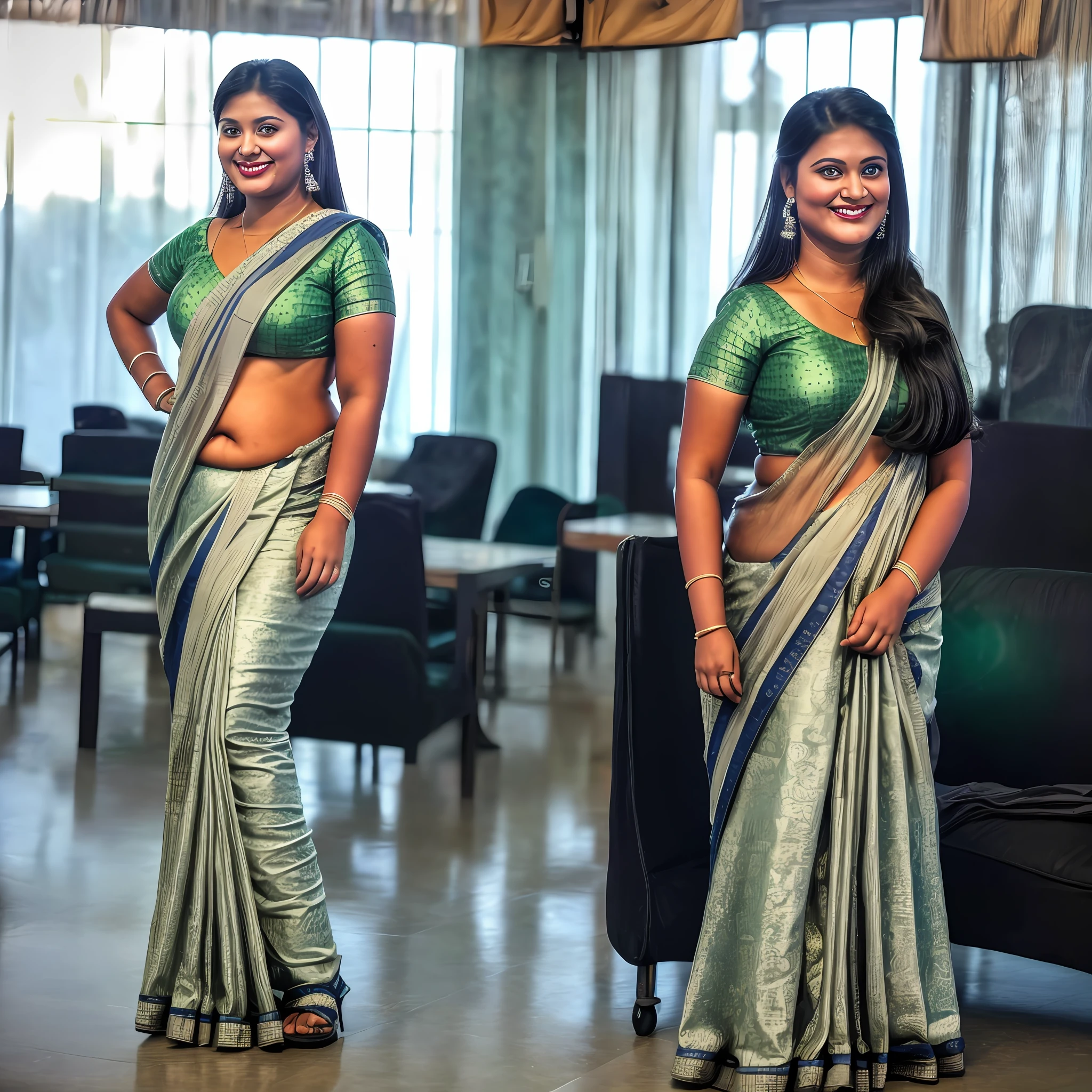 Indian mallu woman wearing saree,bus station, crowd,  curvy, tall, hourglass figure, big ass, seductive, detailed cute face, full lips, smiling, studio lighting, hyper realistic,8k uhd, digital SLR camera, soft light, high quality, film grain,high detail,UHD, masterpiece, accurate, anatomically correct, super detail, high quality, 16k, highres, award winning, ((full body shot)),soft light rays, realistic skin texture, extreme skin details, insane details, intricate details, amazing fine detail, photorealistic, photograph, realistic, realism, photorealism, film grains, lifelike texture, dynamic composition, contrast lighting, sharp focus, raw photo, photon metering, analog photo style