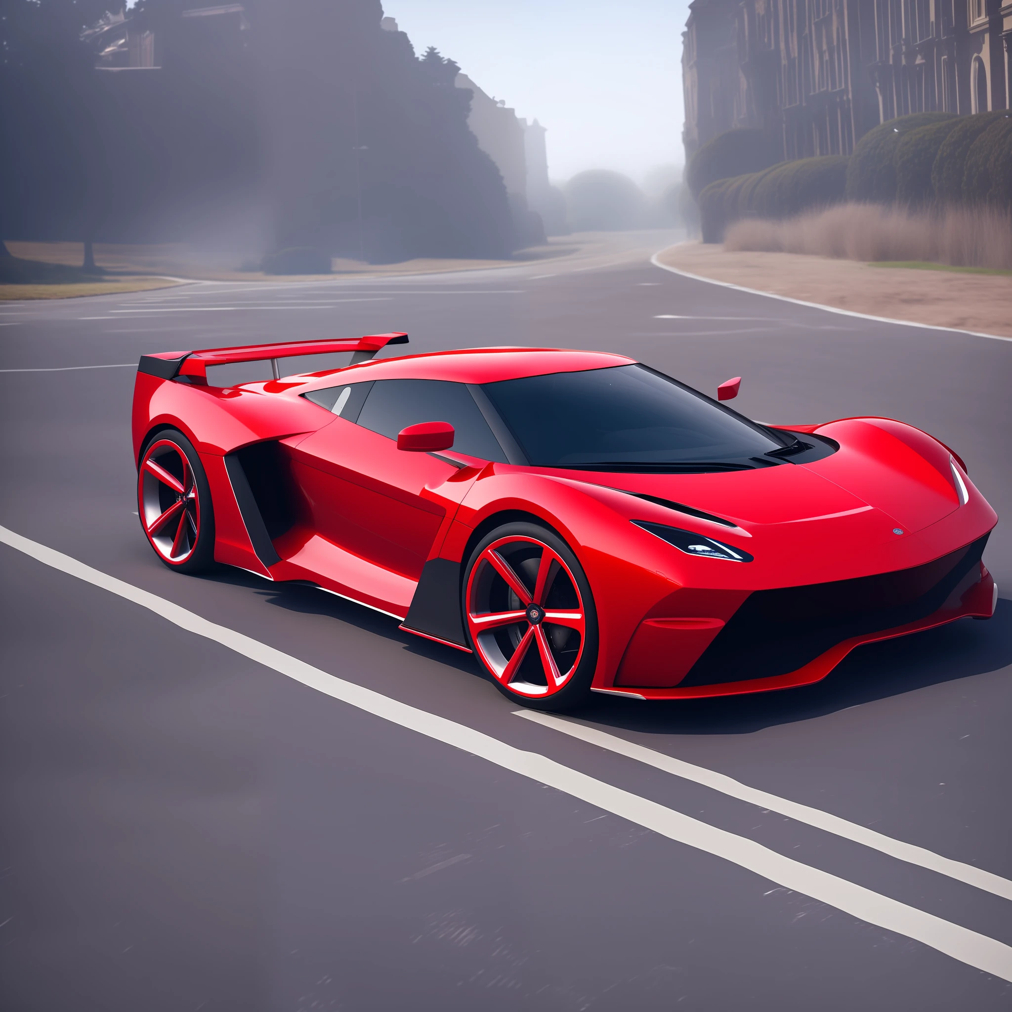 Futuristic car hyper sports red 3d hyper realistic --auto --s2