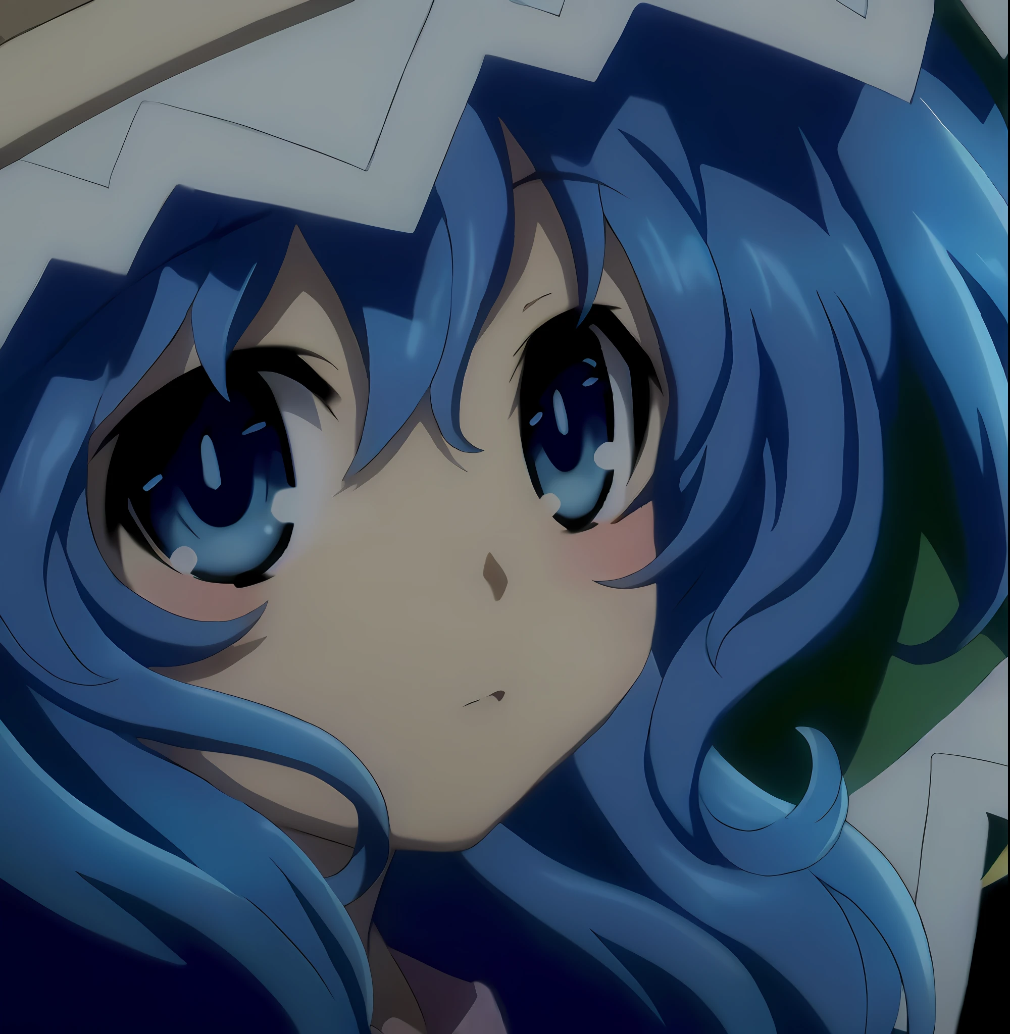 ((best quality)), ((masterpiece)), slime girl, anime girl with blue hair and blue eyes staring at something, anime portrait Cirno, Cirno, Cirno Touhou, sad azure eyes, close-up of a young anime girl, Cirno from Touhou, screenshot from the anime of the 2012s, Symphogear, close-up of Iwakura Lane