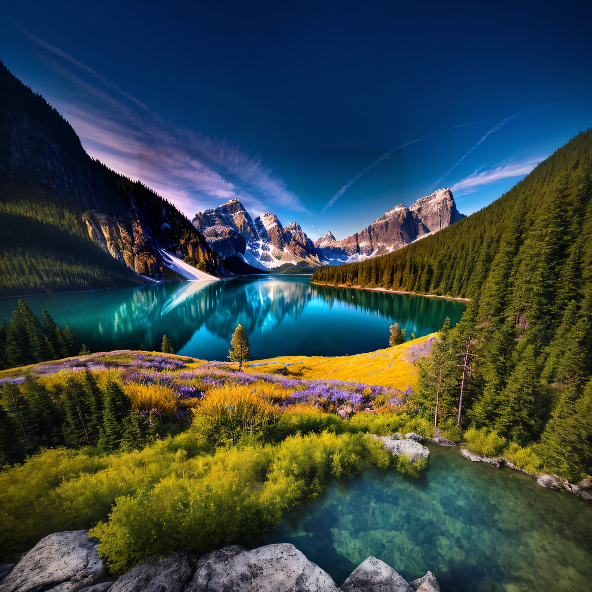 a view of a lake surrounded by mountains and trees, majestic nature scenery, epic beautiful landscape, natural landscape beauty, an amazing landscape image, amazing landscape, beautiful scenic landscape, stunning landscape, scenic colorful environment, extraordinary colorful landscape, breathtaking landscape, beautiful lake, beautiful landscape, very beautiful scenery, stunning nature in background, really beautiful nature, beautiful nature, beautiful place