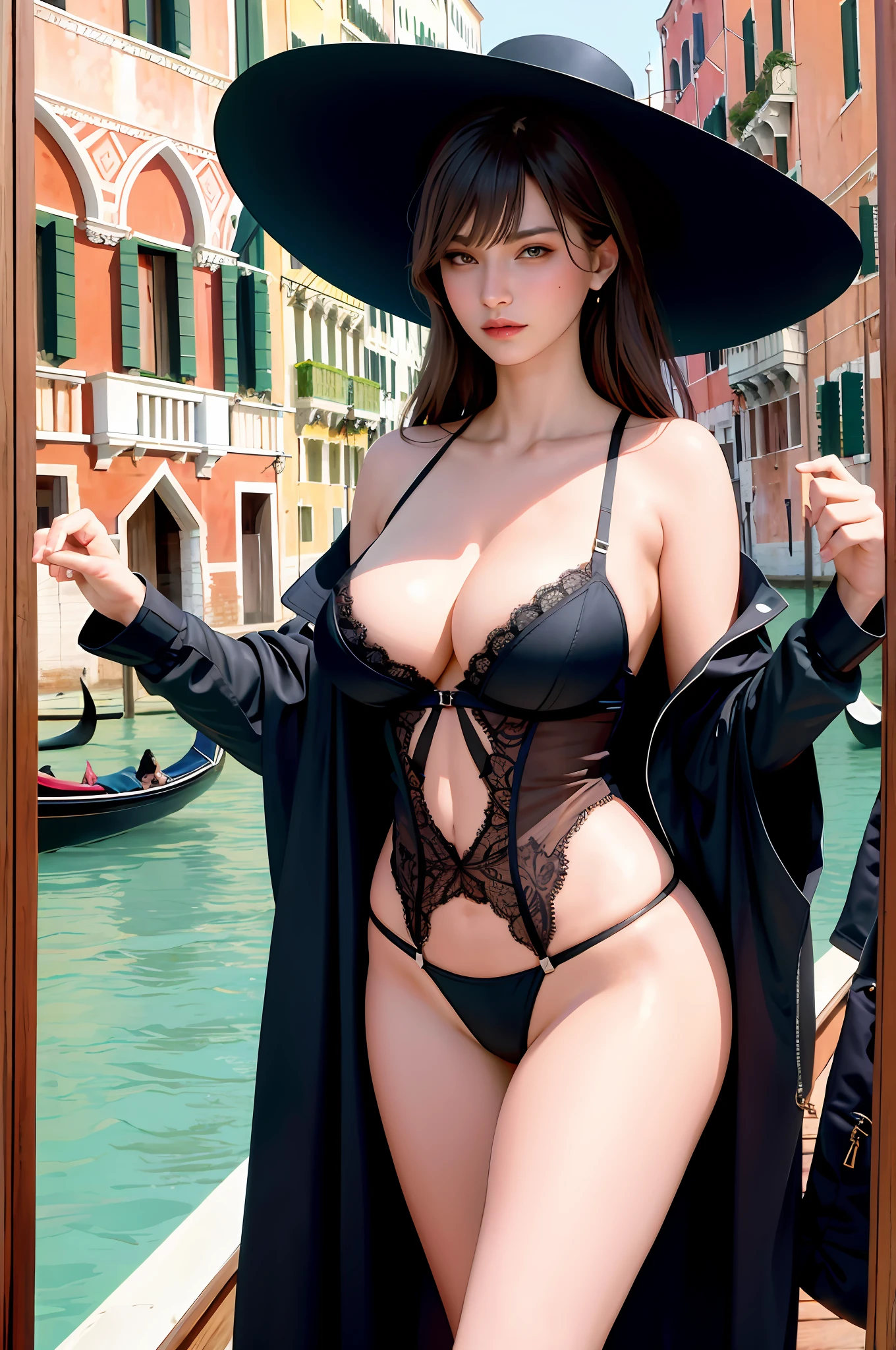???? model big ???? in lingerie ??????????? on gondola in Venice