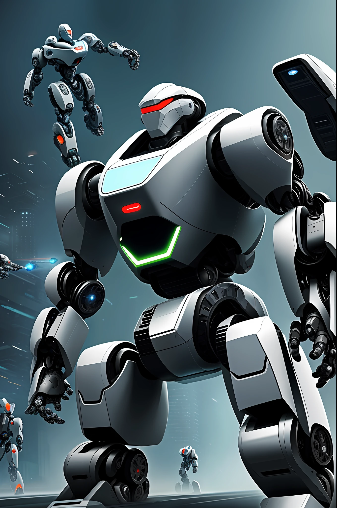 The unbreakable robots are depicted in the illustration as impressive and imposing technological beings. They have a futuristic design, with a robust and resistant appearance, conveying the idea of invulnerability.
In the illustration, the unbreakable robots are depicted in different poses, highlighting their strength and agility. Their bodies are constructed with gleaming metallic materials, with refined details and textures that evidence their durability.
The robots have articulated limbs, allowing for fluid and precise movements. Its joints are depicted with complex gears and connections, emphasizing its ability to resist impact and wear.
The coloration of the robots may vary, but in the illustration they are represented with metallic shades such as silver, gray or even darker colors such as black or graphite. This reinforces its solid and undisturbed appearance.
The illustration shows the unbreakable robots in action, in a scenario that evidences their invincibility. They are engaged in battles or challenging tasks, facing obstacles and enemies with ease.
Details such as indicator lights, control panels and built-in weaponry are added to the illustration, highlighting the advanced technology of the unbreakable robots. They are sophisticated and well-equipped machines, ready for any challenge.
The robots' posture is firm and confident, conveying a sense of power and superiority. They are represented as an unstoppable force, capable of overcoming any obstacle or threat.
In short, the illustration of the unbreakable robots conveys their imposing appearance, unparalleled endurance and formidable abilities. They are powerful and virtually invulnerable machines, representing the cutting edge of technology and the ability to overcome any challenge.