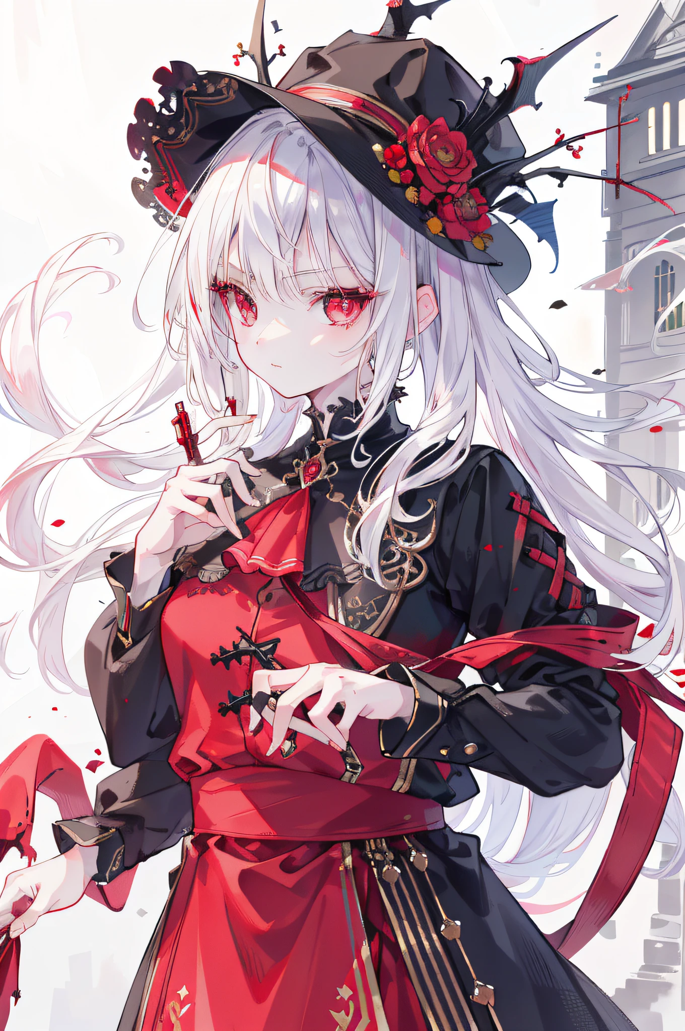 (fine, sharp image, super resolution, extremely amazing detail, awesome detail), subsurface scattering, best ratio of four fingers and one thumb, masterpiece, best quality, high quality, (1girl:1.2 ), solo, boy, white hair and red eyes, vampire, indifference