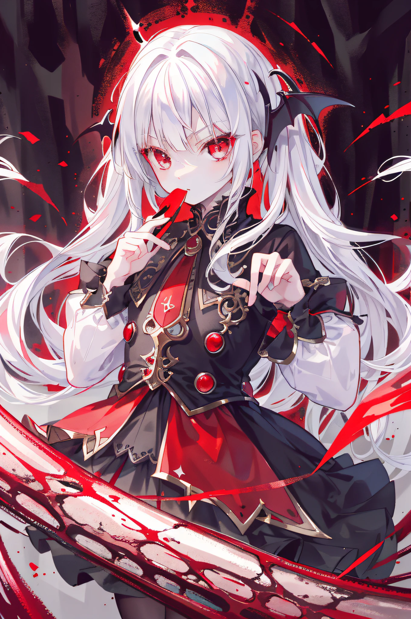 (fine, sharp image, super resolution, extremely amazing detail, awesome detail), subsurface scattering, best ratio of four fingers and one thumb, masterpiece, best quality, high quality, (1girl:1.2 ), solo, boy, white hair and red eyes, vampire, indifference