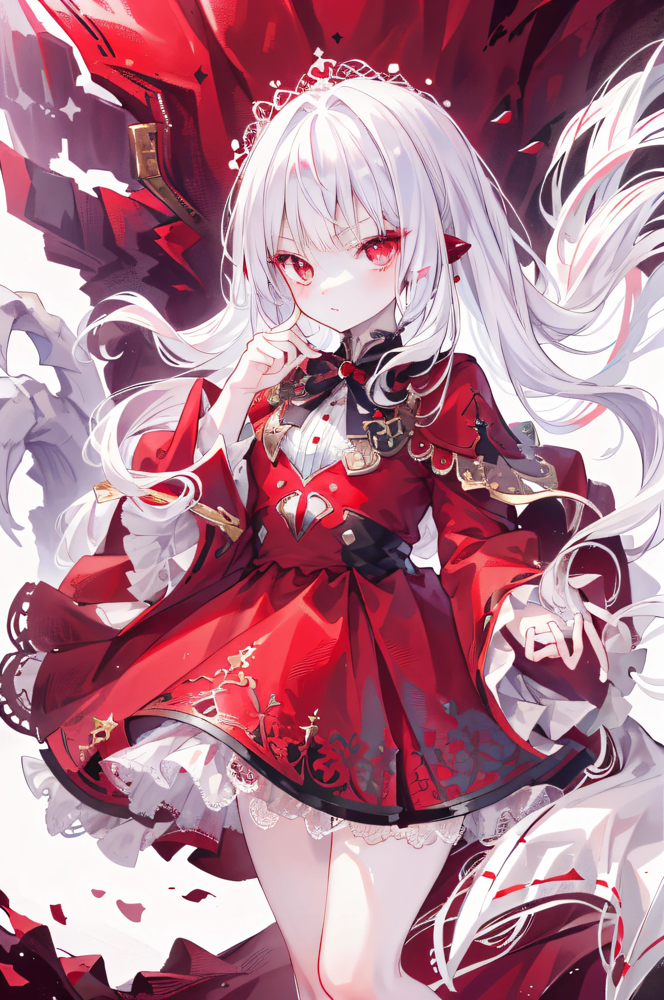 (fine, sharp image, super resolution, extremely amazing detail, awesome detail), subsurface scattering, best ratio of four fingers and one thumb, masterpiece, best quality, high quality, (1girl:1.2 ), solo, boy, white hair and red eyes, vampire, indifference