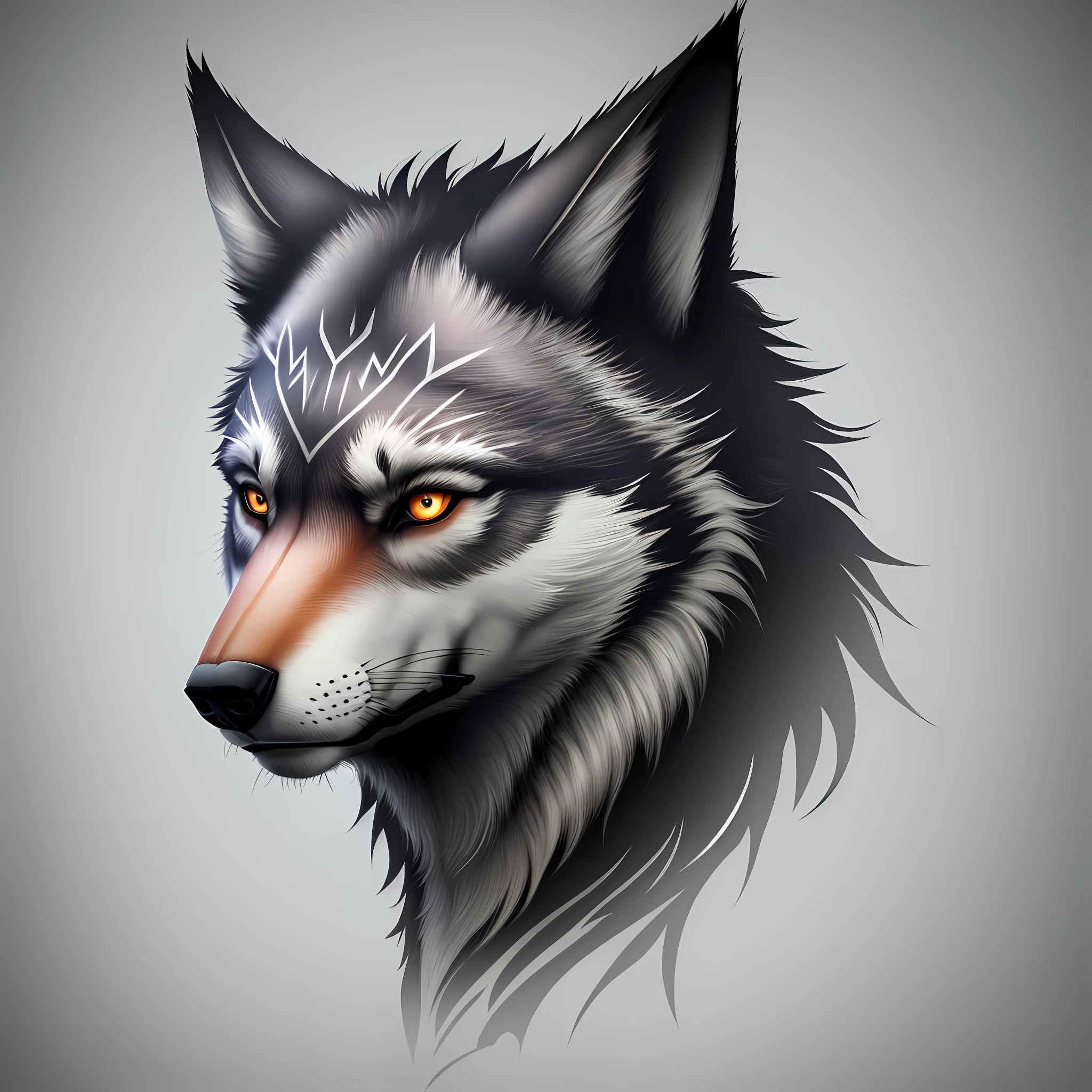 Create neotraditional tatoo wolf