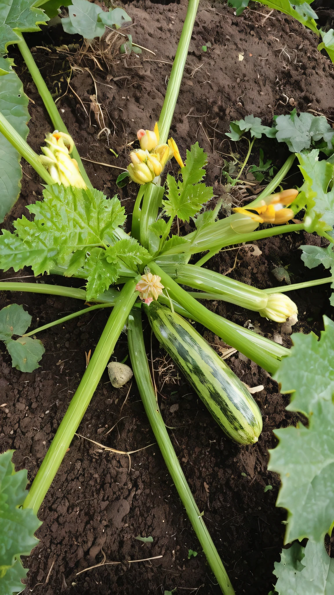 There is a flowering plant growing on the earth, fertile fertile lush, gourd, optimize, naturally --auto --s2