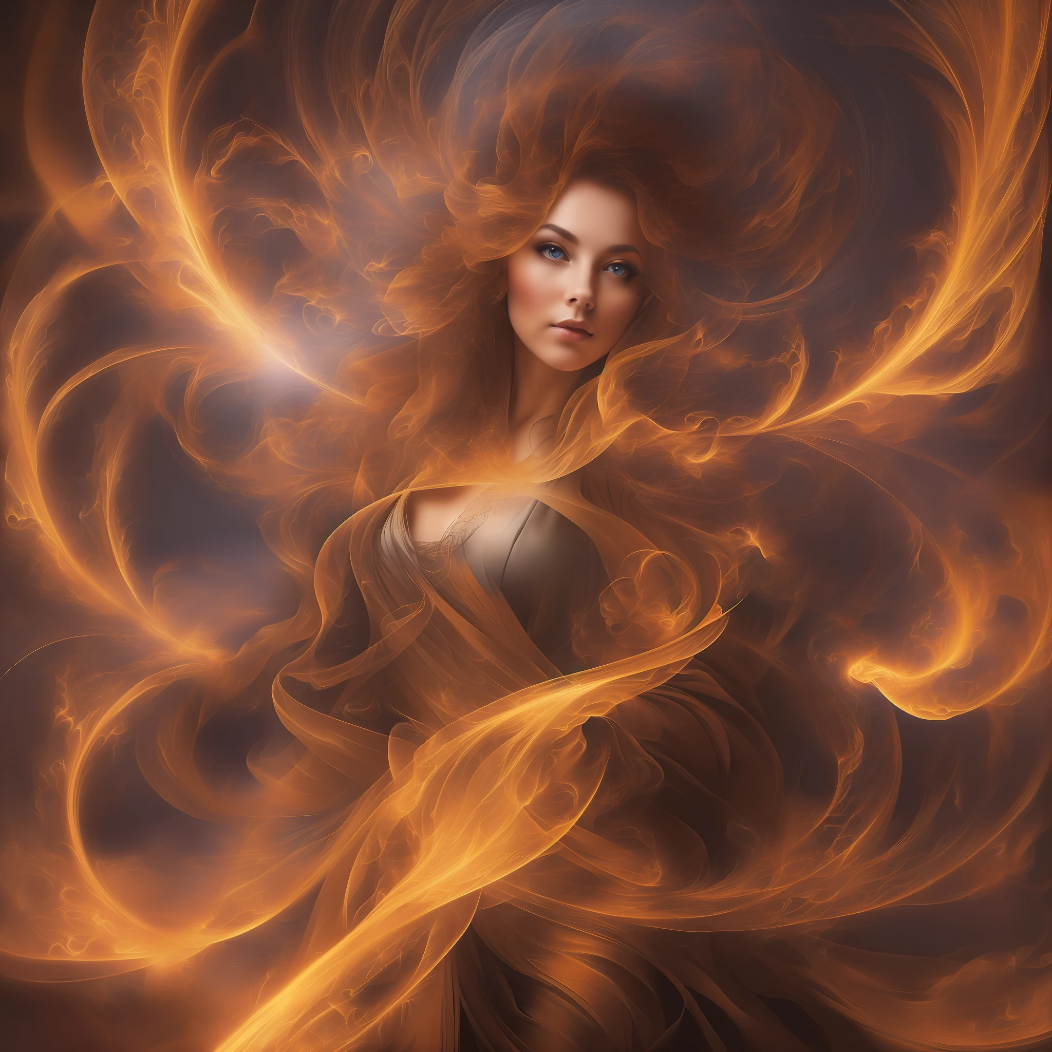 Generate fascinating images of the Wind Witch to captivate. Elements of flowing mystical robes, swirling air swirls, and a hint of magic in her eyes give off an aura of elegance. Photorealistic, Masterpiece, Top Quality, Super Detail, HDR, 8K