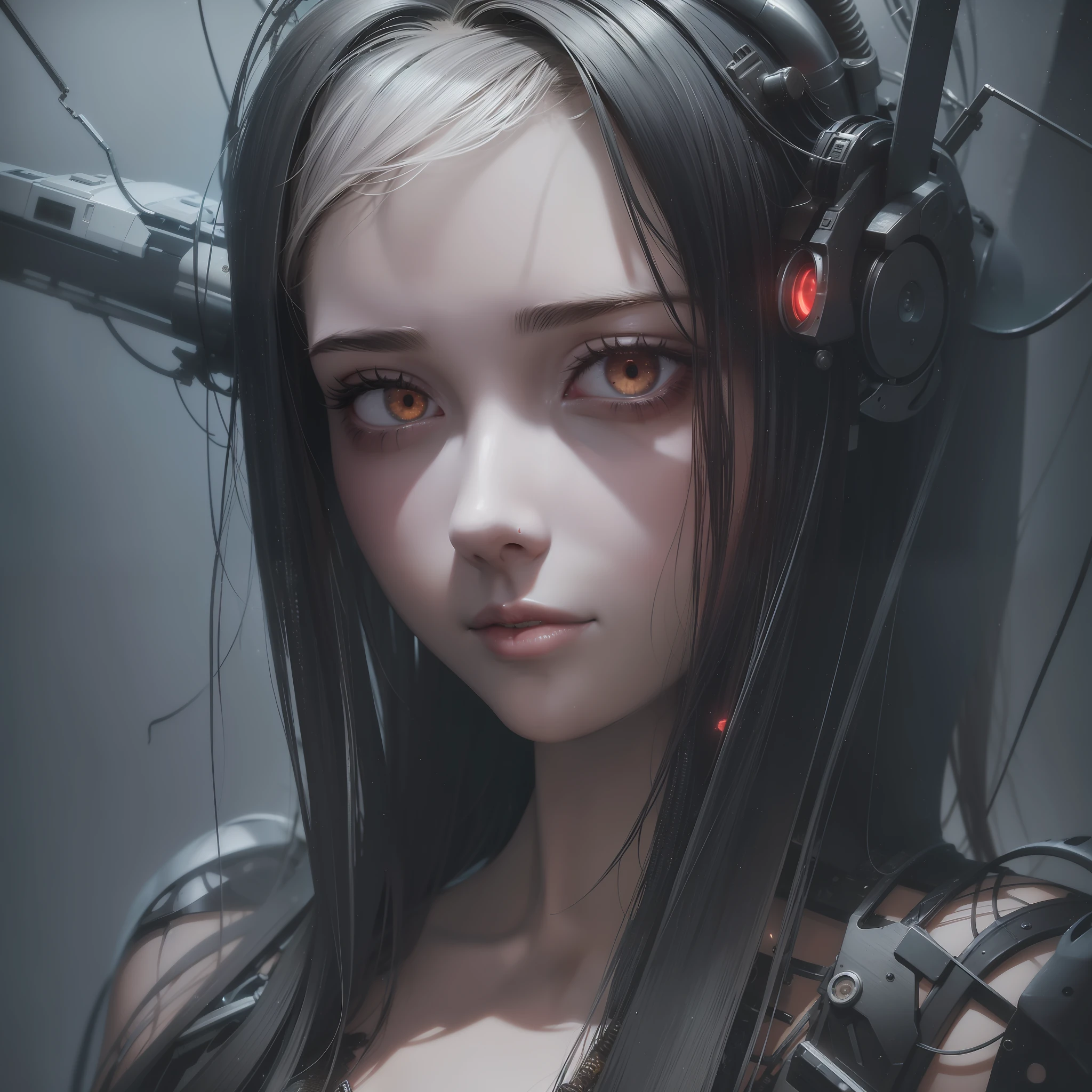 best quality, masterpiece, cinematic, volumetric lighting, sidelighting, 1girl, android, cyborg, mechanical wings, heavily damaged, dark, sad, raining, abandoned, (oil, loose wires, exposed metal parts), apocalyptic, extreme detail, detailed face, detailed eyes