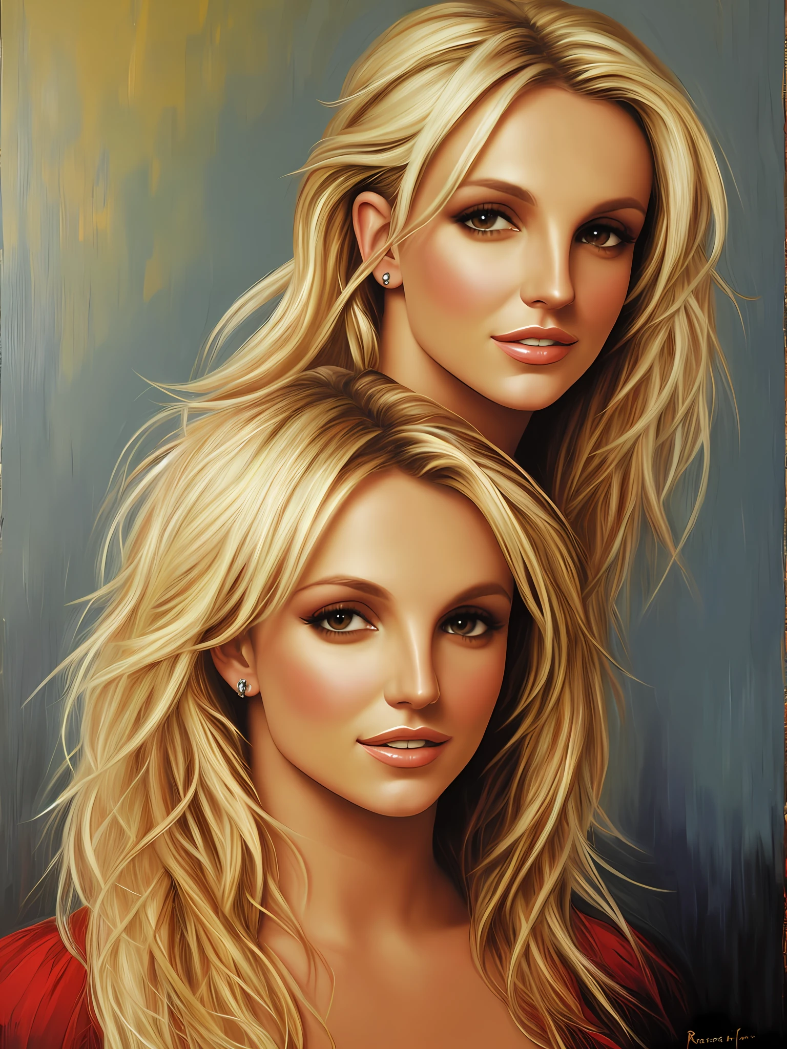 Portrait of Britney Spears, beautiful, oil on canvas, Romanticism