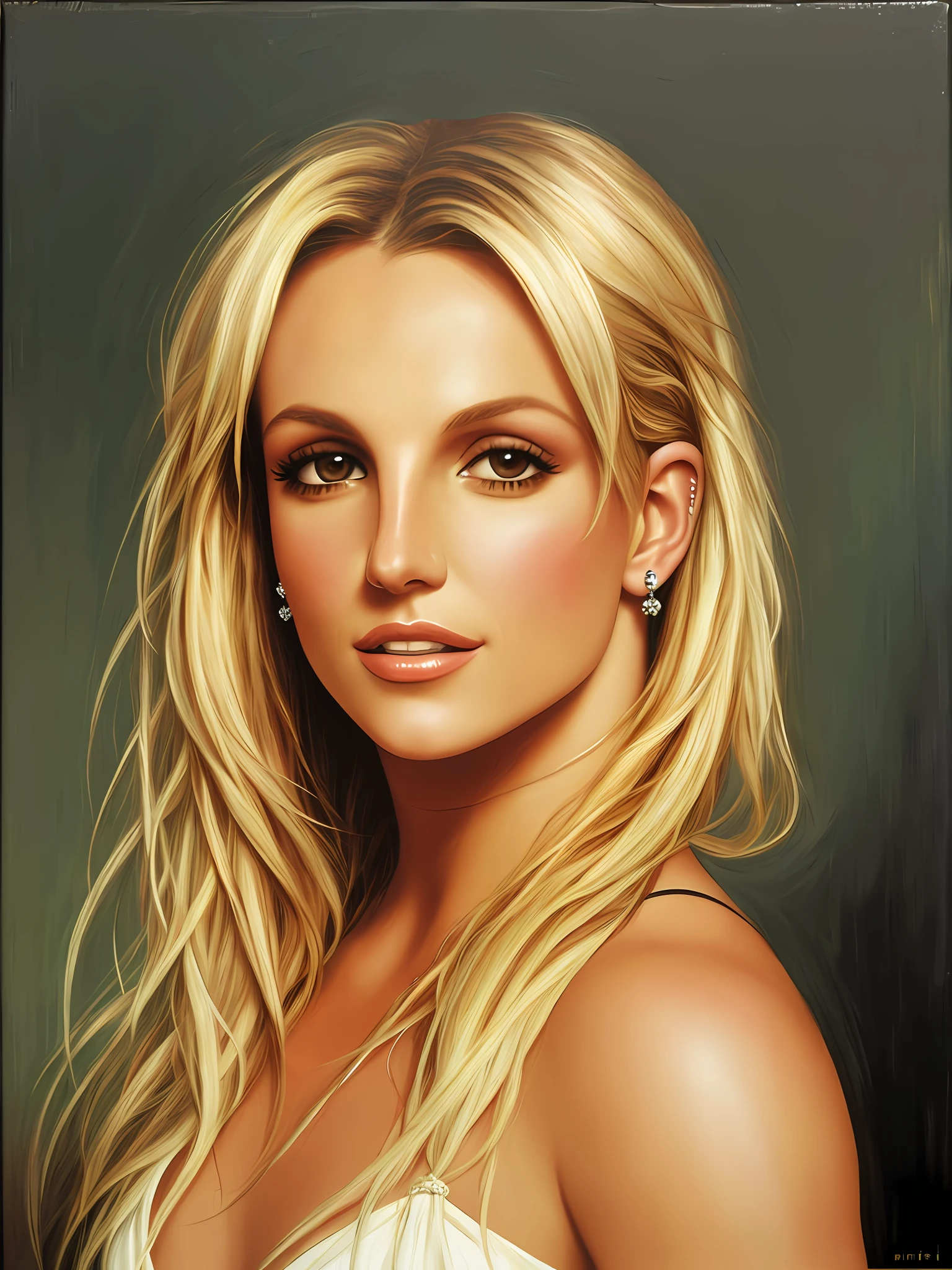 Portrait of Britney Spears, beautiful, oil on canvas, Romanticism