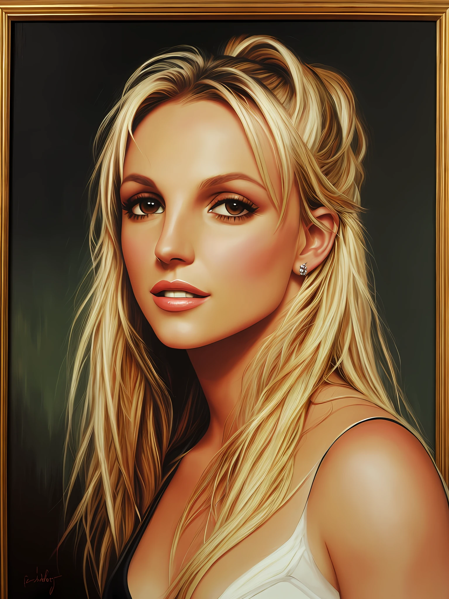 Portrait of Britney Spears, beautiful, oil on canvas, Romanticism