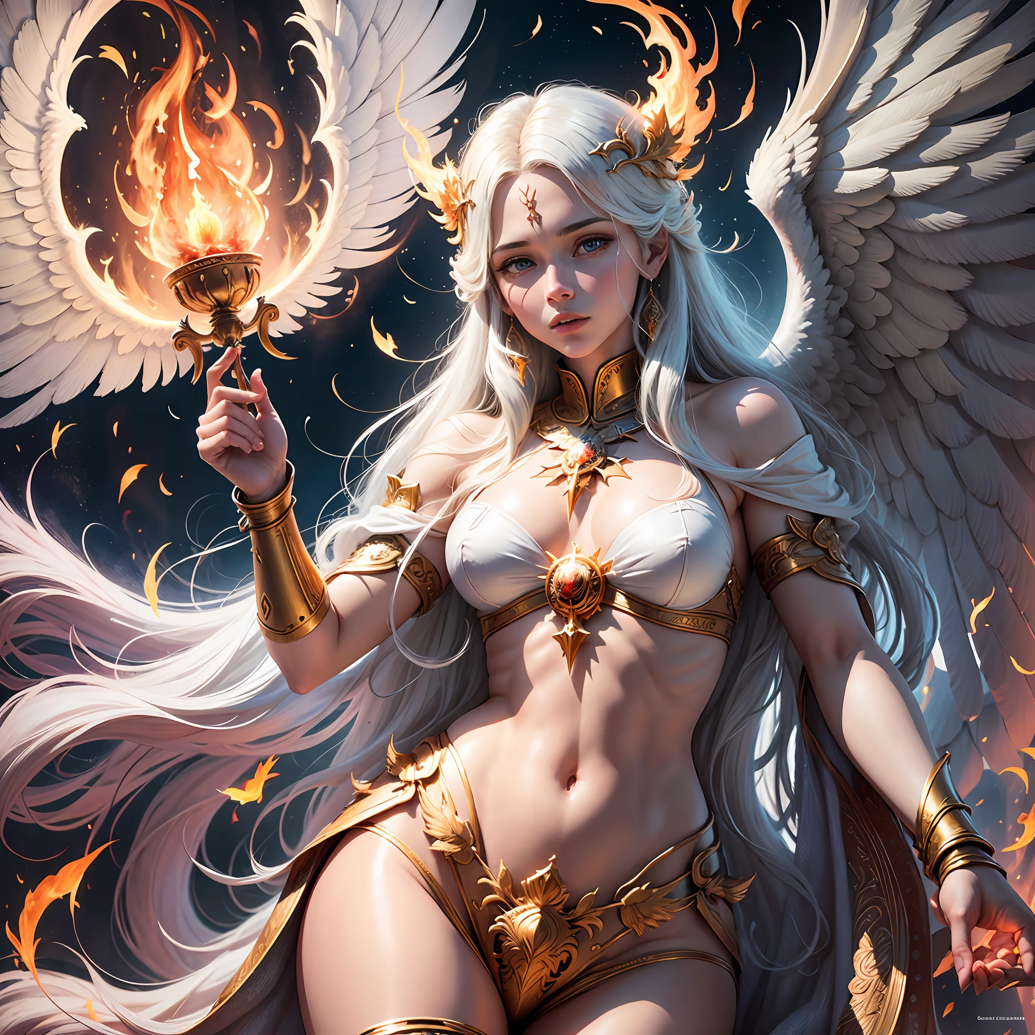 Guardian angel and the divine flame, amazing and impactful image, very detailed and impeccable, 4K definition