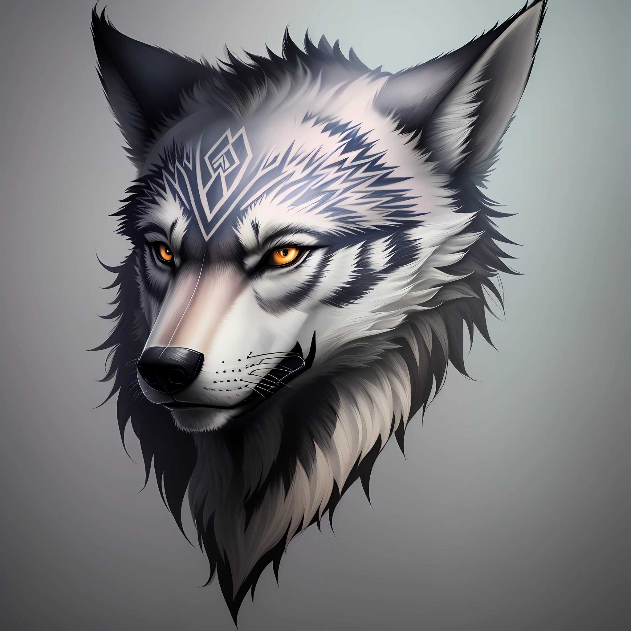 Create neotraditional tatoo wolf