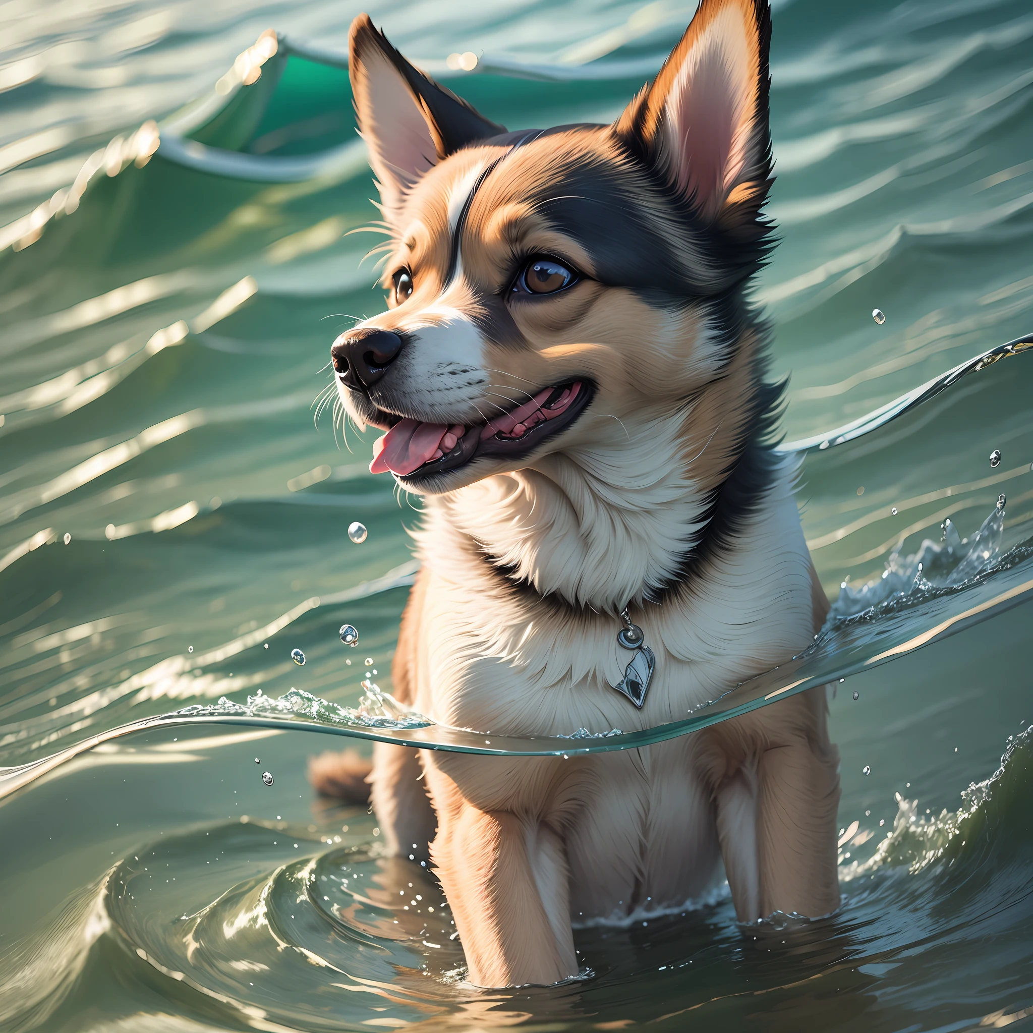 Cute dog playing in the water --auto --s2