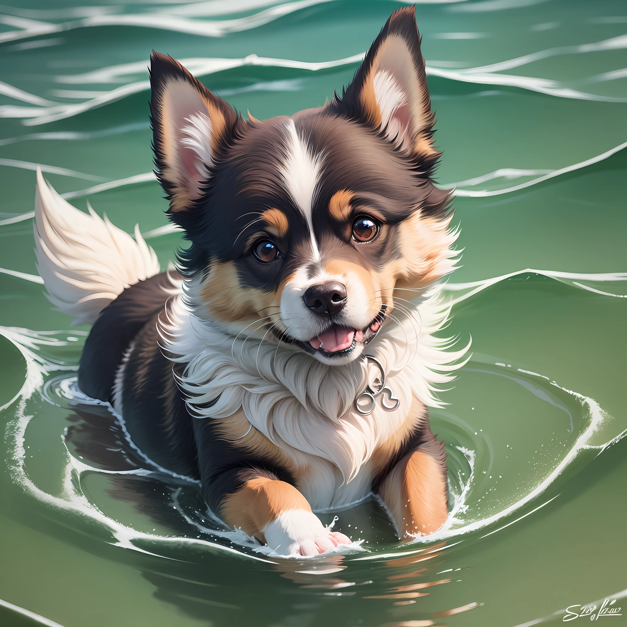 Cute dog playing in the water --auto --s2