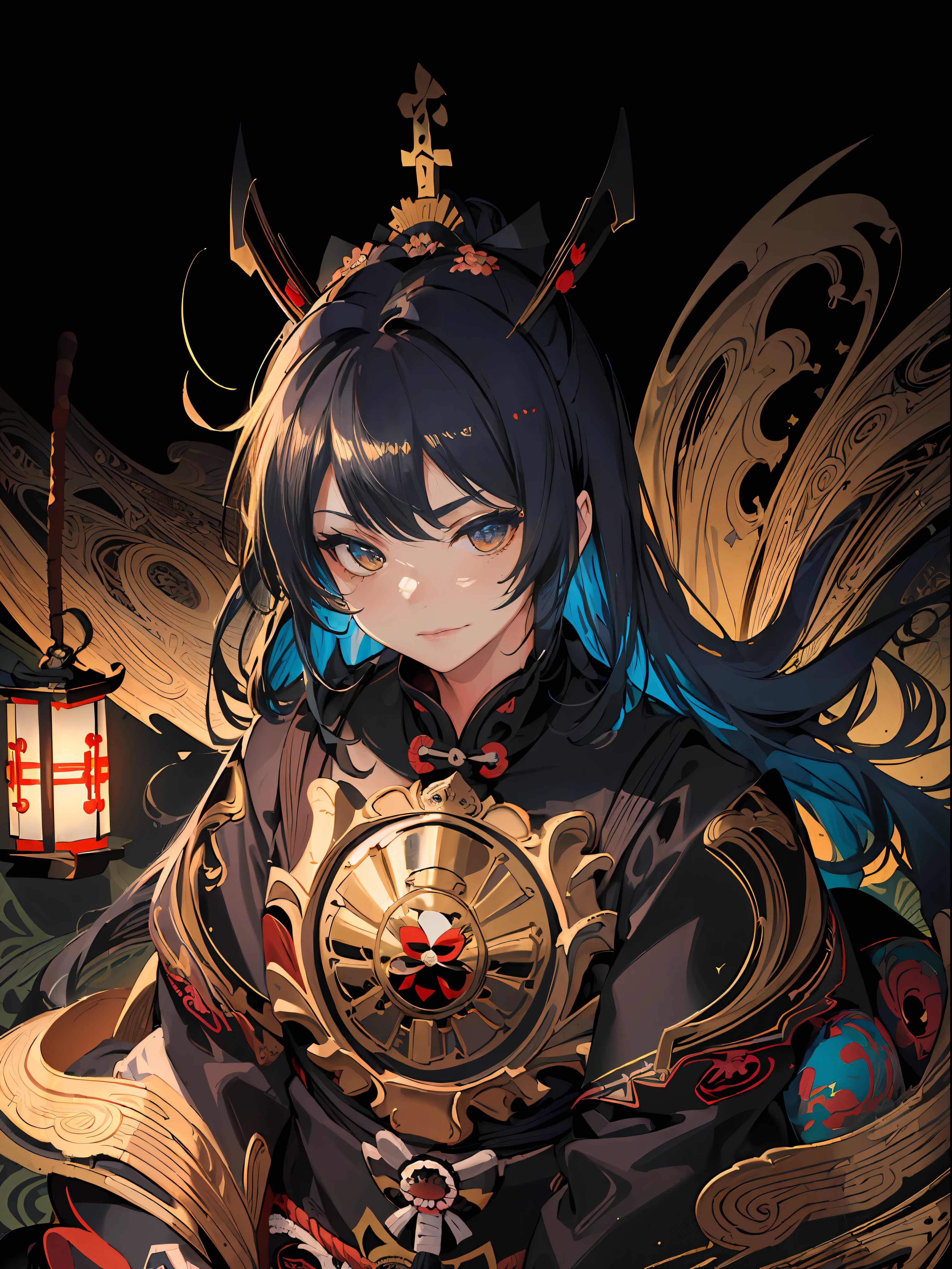 BREAK, (masterpiece, best quality, absurdres:1.4), (highly detailed CG illustration), highly detailed, cinematic light, dynamic pose, official art, colorful, romanticism, the most beautiful form of chaos, elegant, a brutalist designed, abstract background, lantern, cloud, floral, hair flower,(full body), expressions, BREAK, 1girl, (samurai suit:1.5), long eyelashes, absurdly long hair, colorful hair, (white dress) BREAK, (by Dave Seeley:1.7), (Maximalism:2), (complicated background, complicated decorations, complicated dress:2), (colorful eyes:1.4), (extreme detailed:1.5),(fractal art:1.1), (colorful art),(detailed eyes),(high definition eyes)